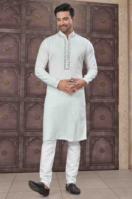 Men's Royal Essence Pure Cotton White Kurta