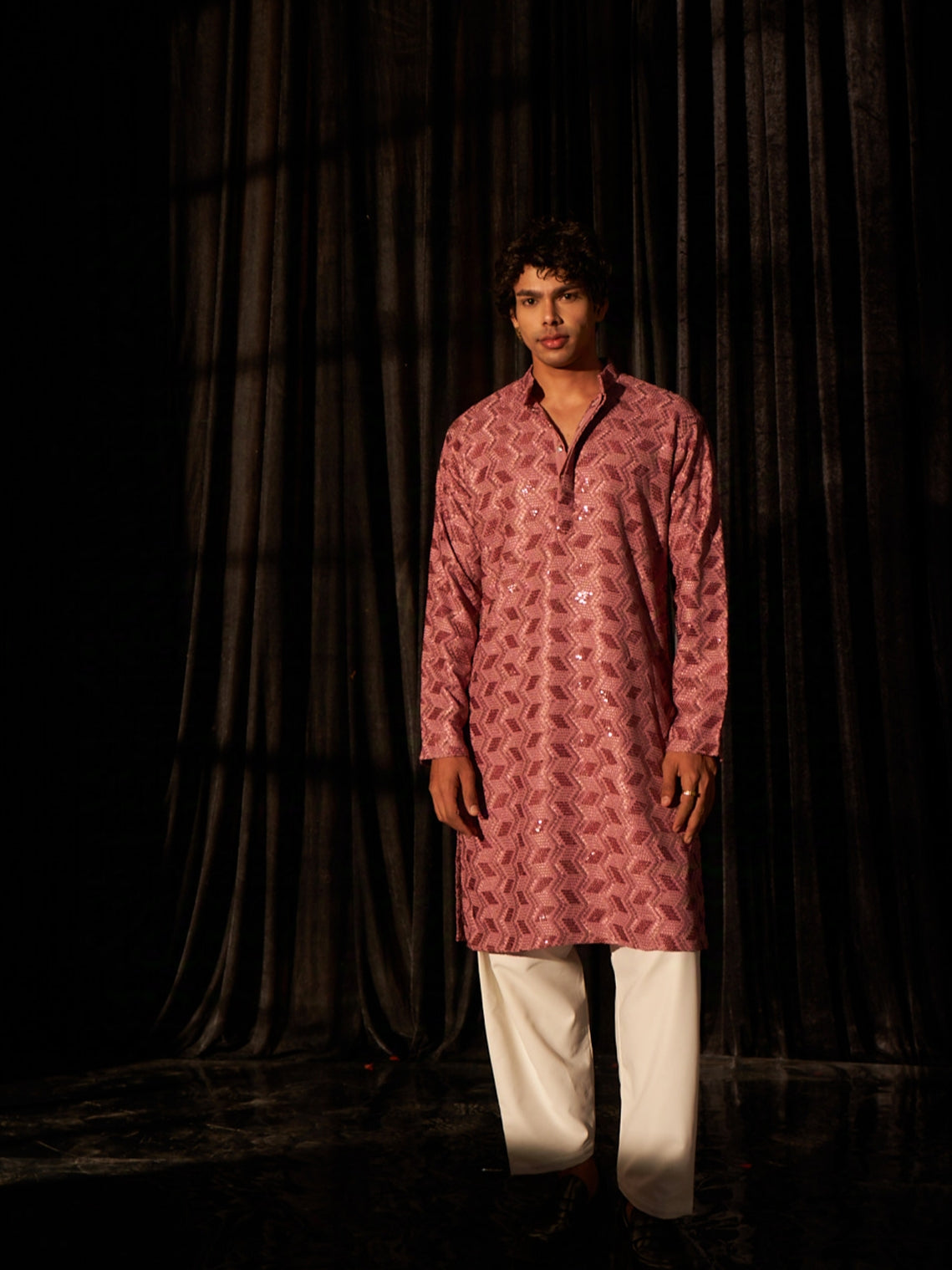 Men's Geometric Pattern Gajri Kurta