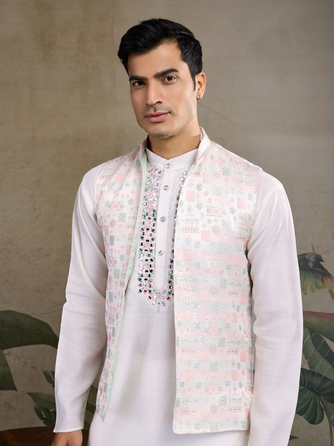 Royal Charm Viscose Silk Pastel Mint Kurta Koti Set