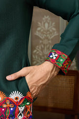 Men's Traditional Designer Green Kurta