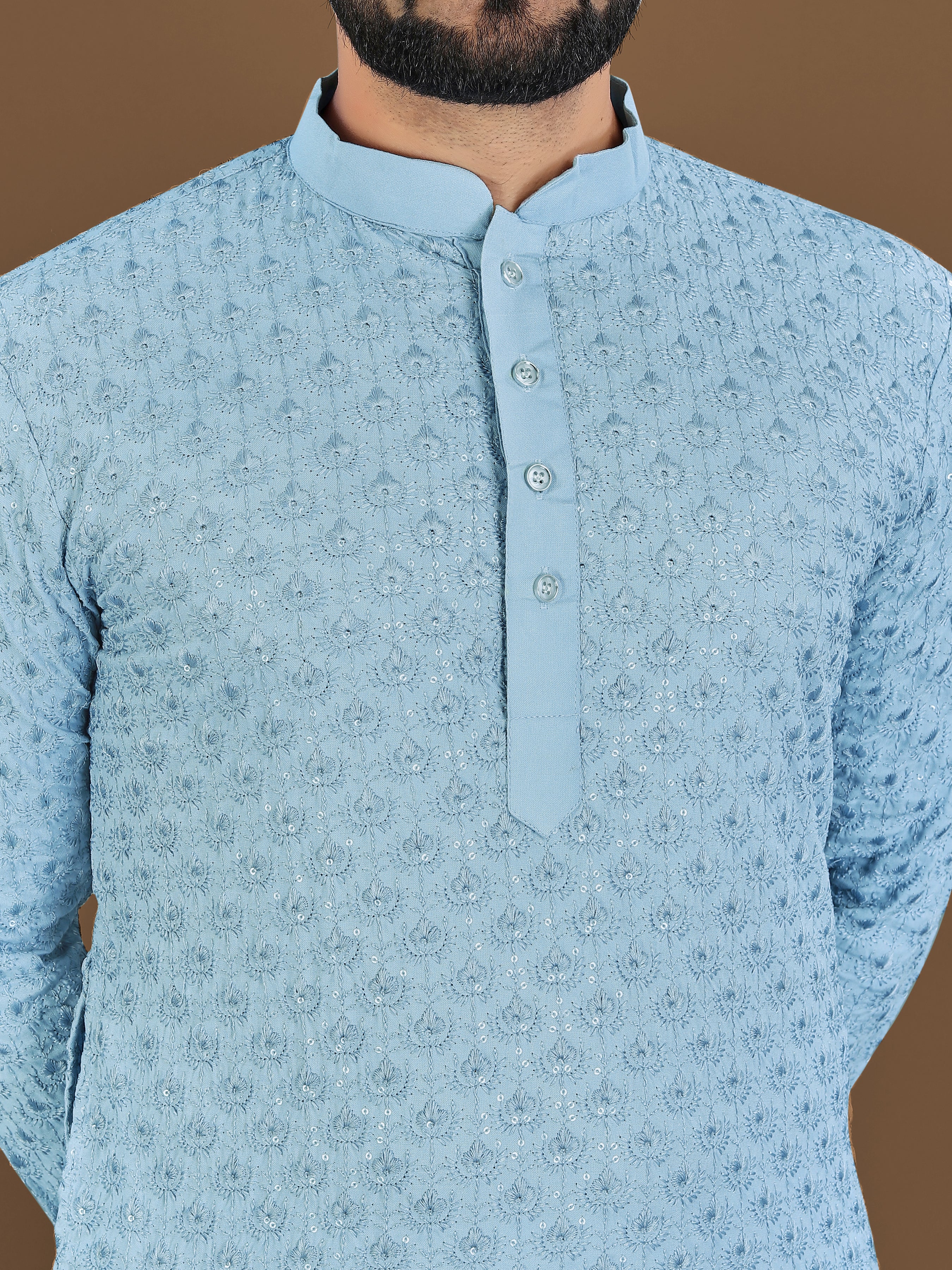 Men’s Lotus Rayon Kurta Sky