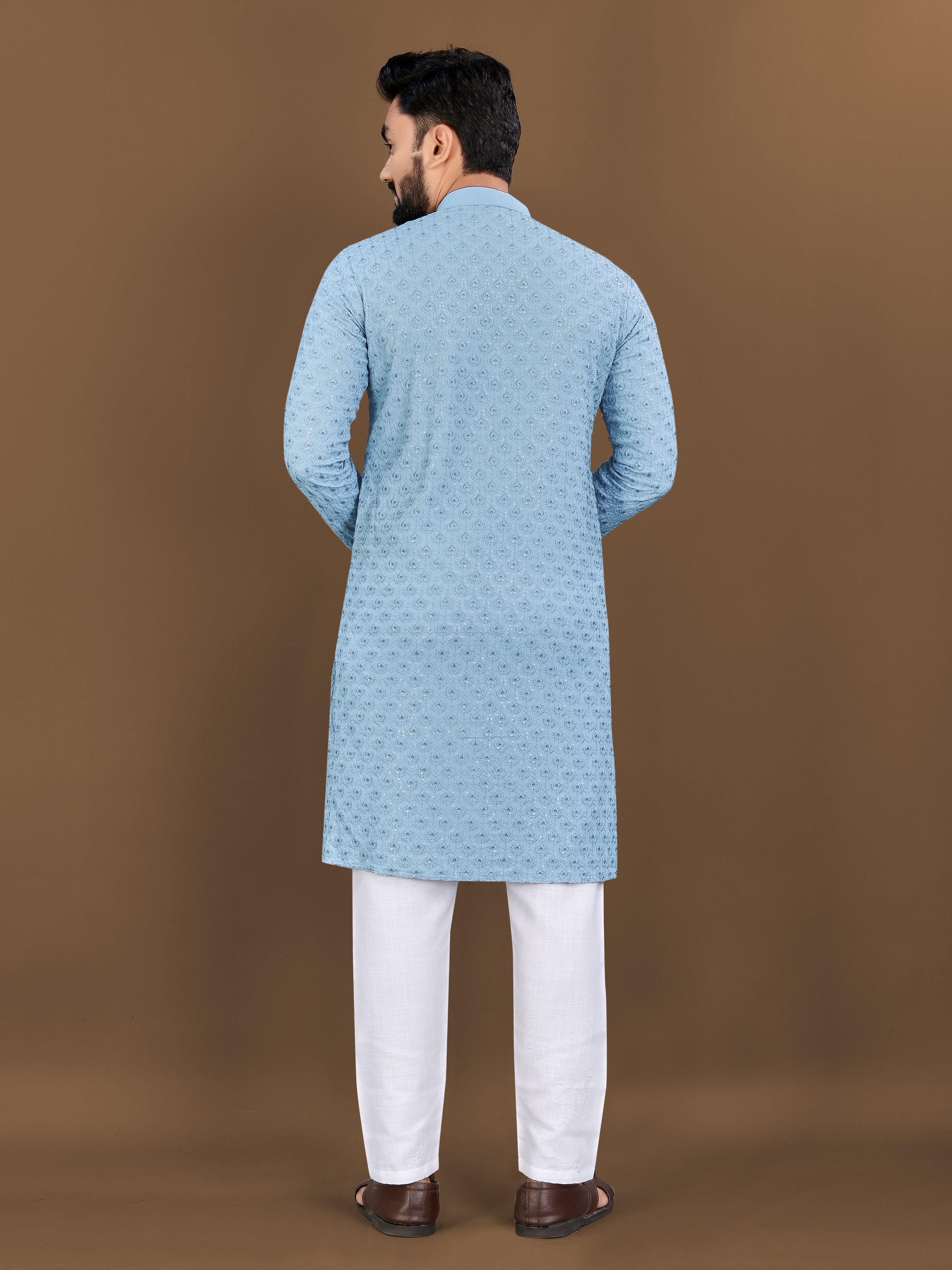 Men’s Lotus Rayon Kurta Sky