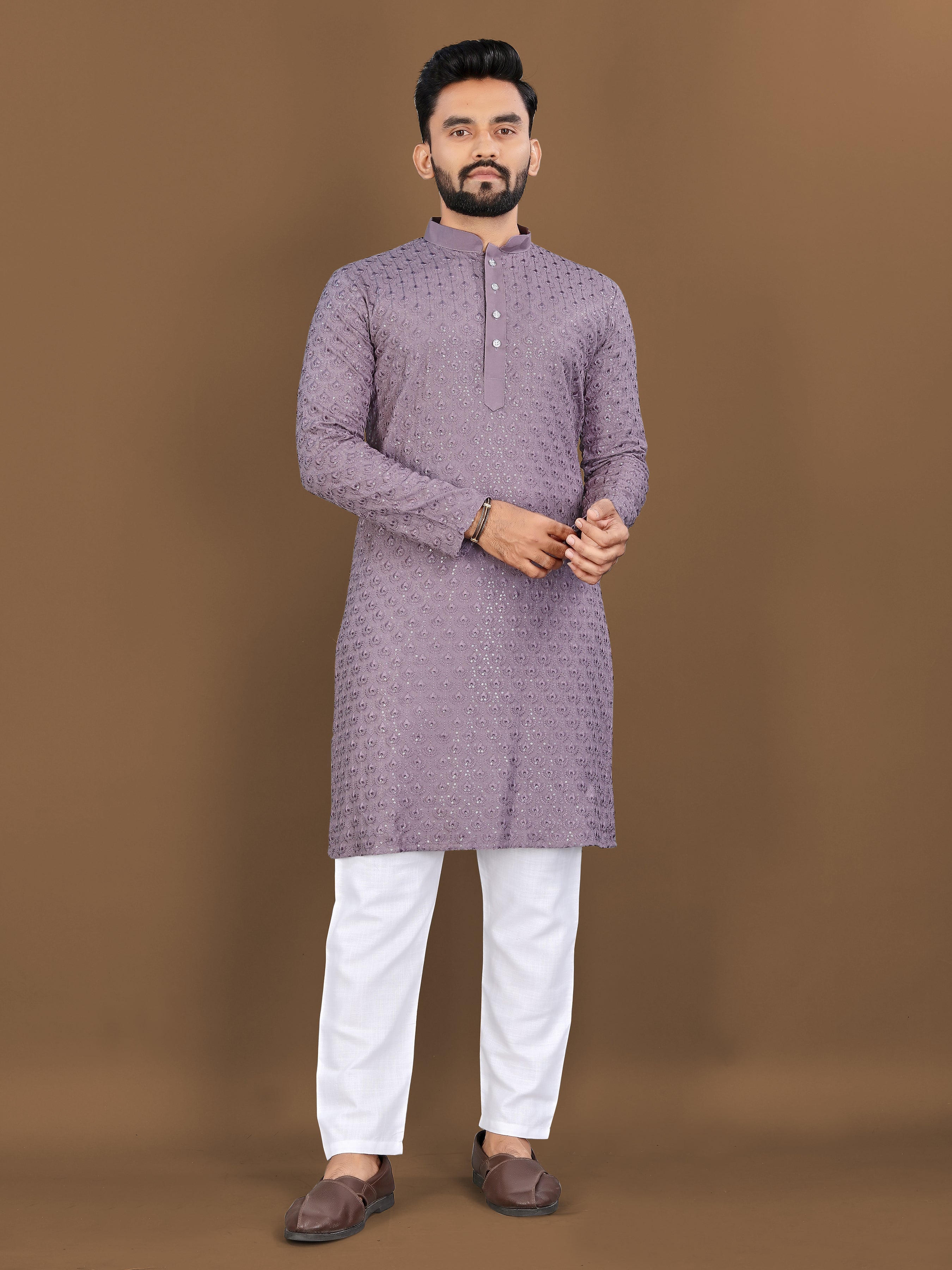 Men’s Lotus Rayon Kurta Lavender