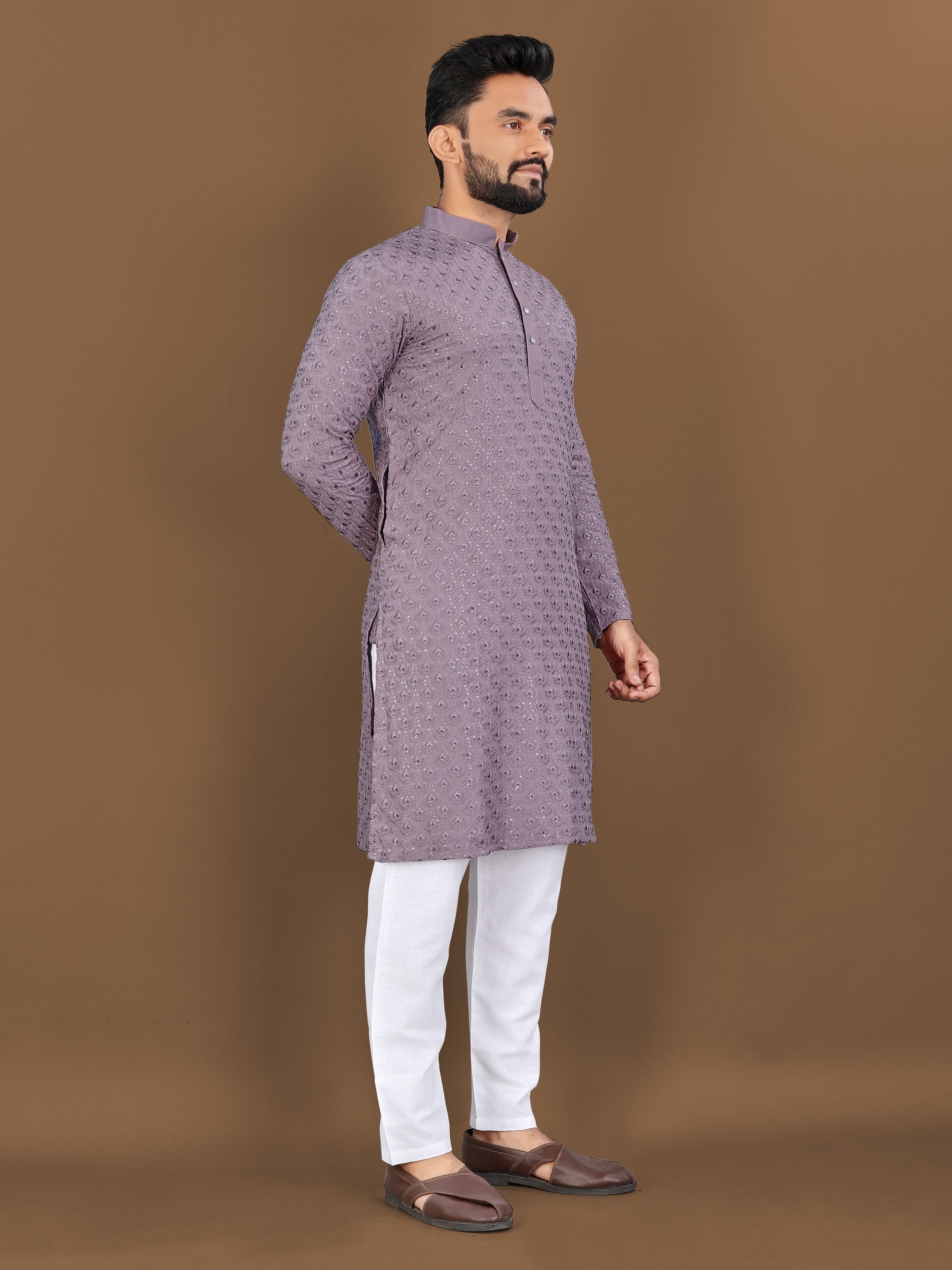 Men’s Lotus Rayon Kurta Lavender