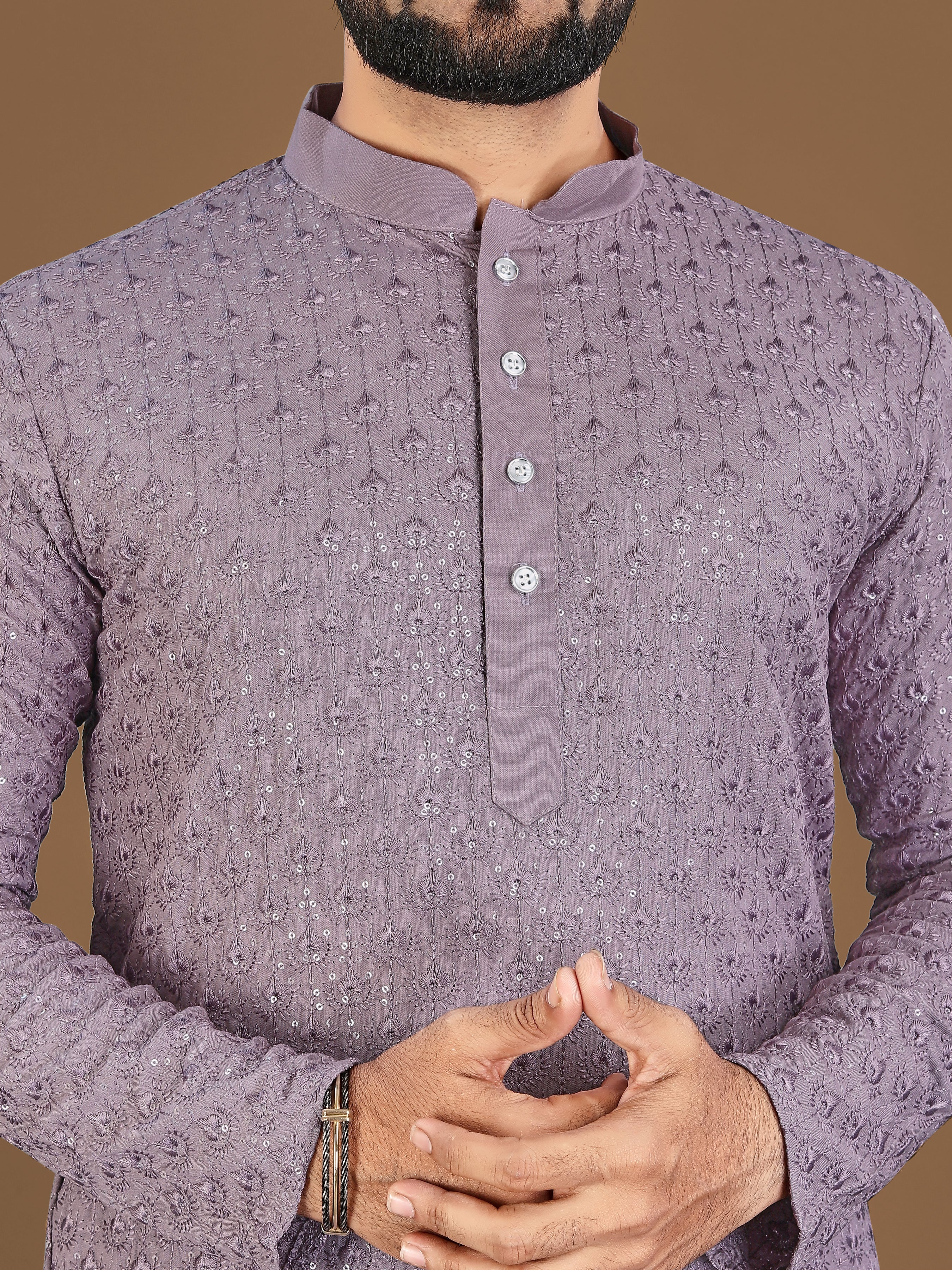 Men’s Heavy Embroidery Sequin Work Rayon Kurta