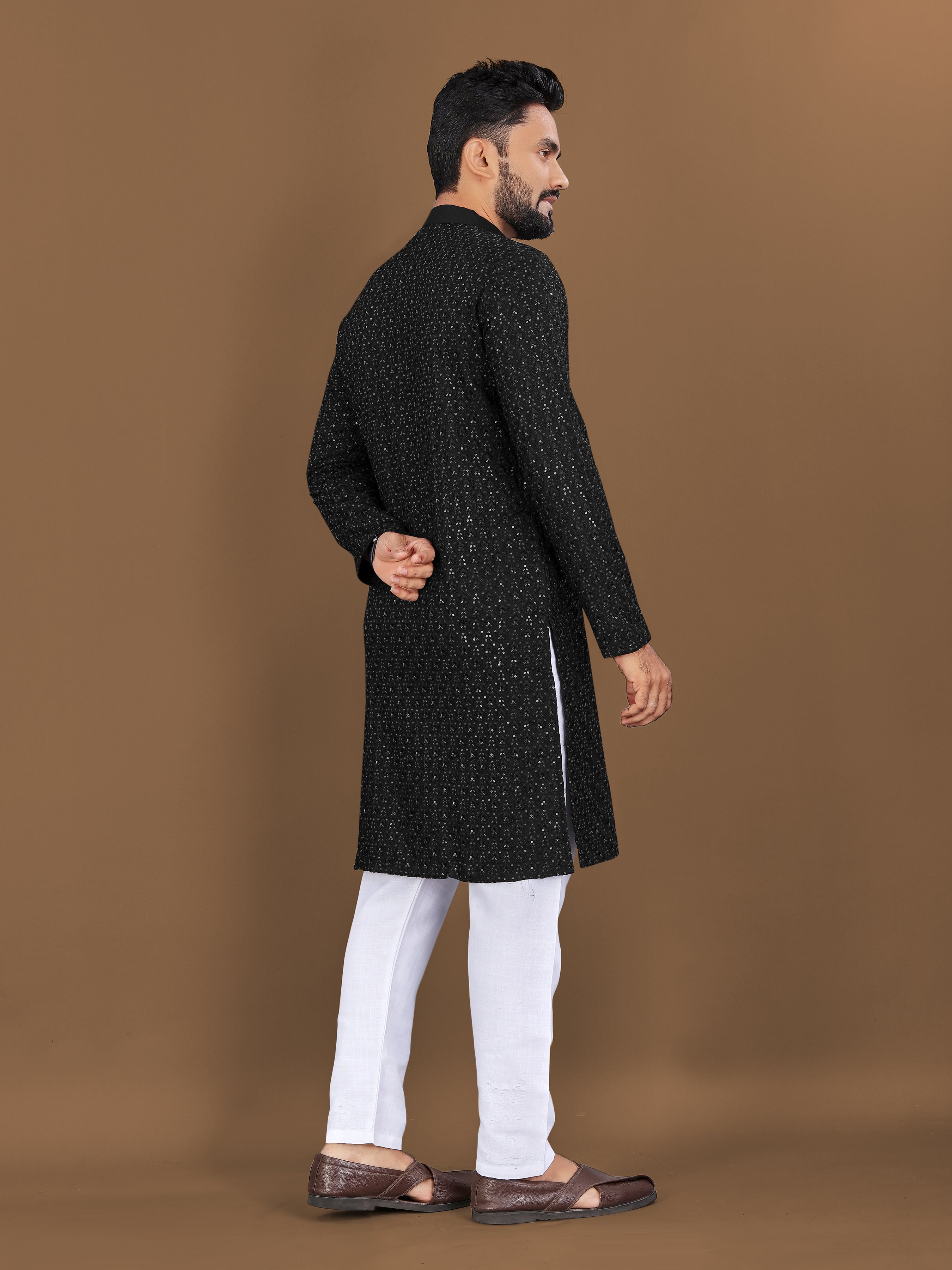 Men’s Lotus Rayon Kurta Black