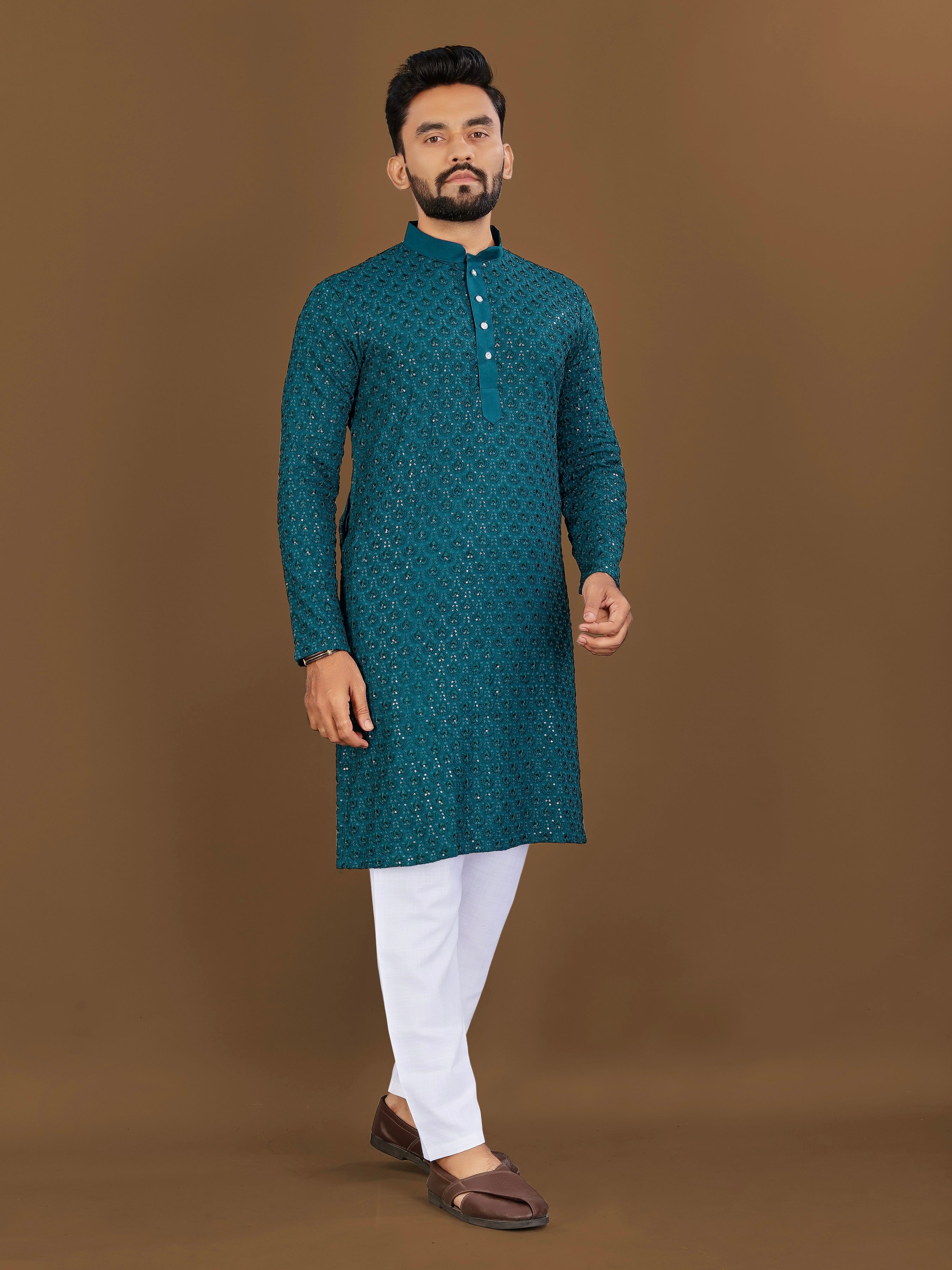 Men’s Lotus Rayon Kurta Bottle Green