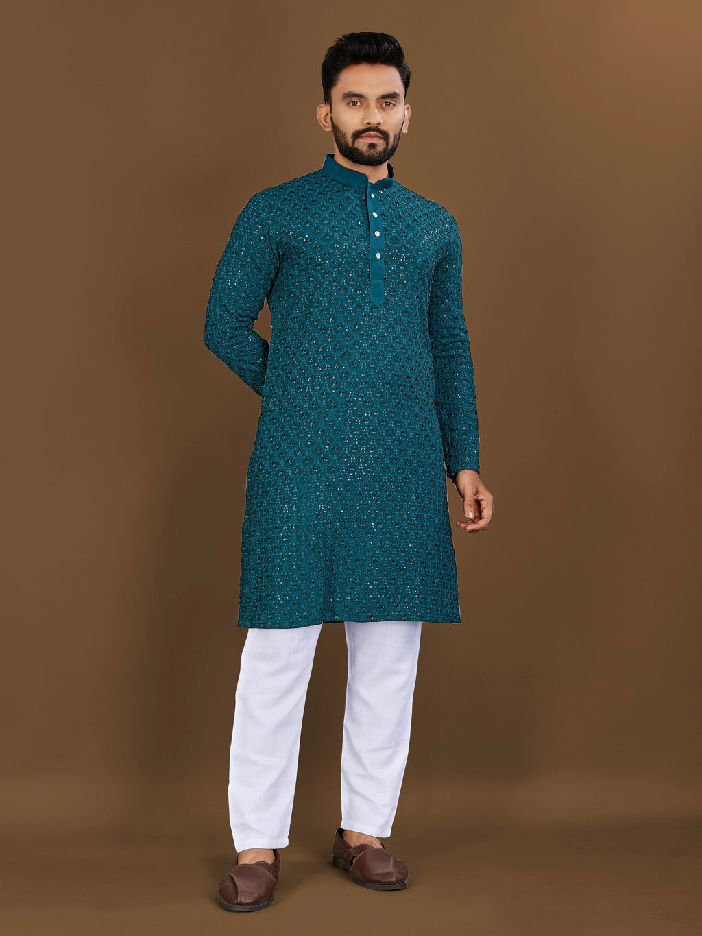 Men’s Lotus Rayon Kurta Bottle Green