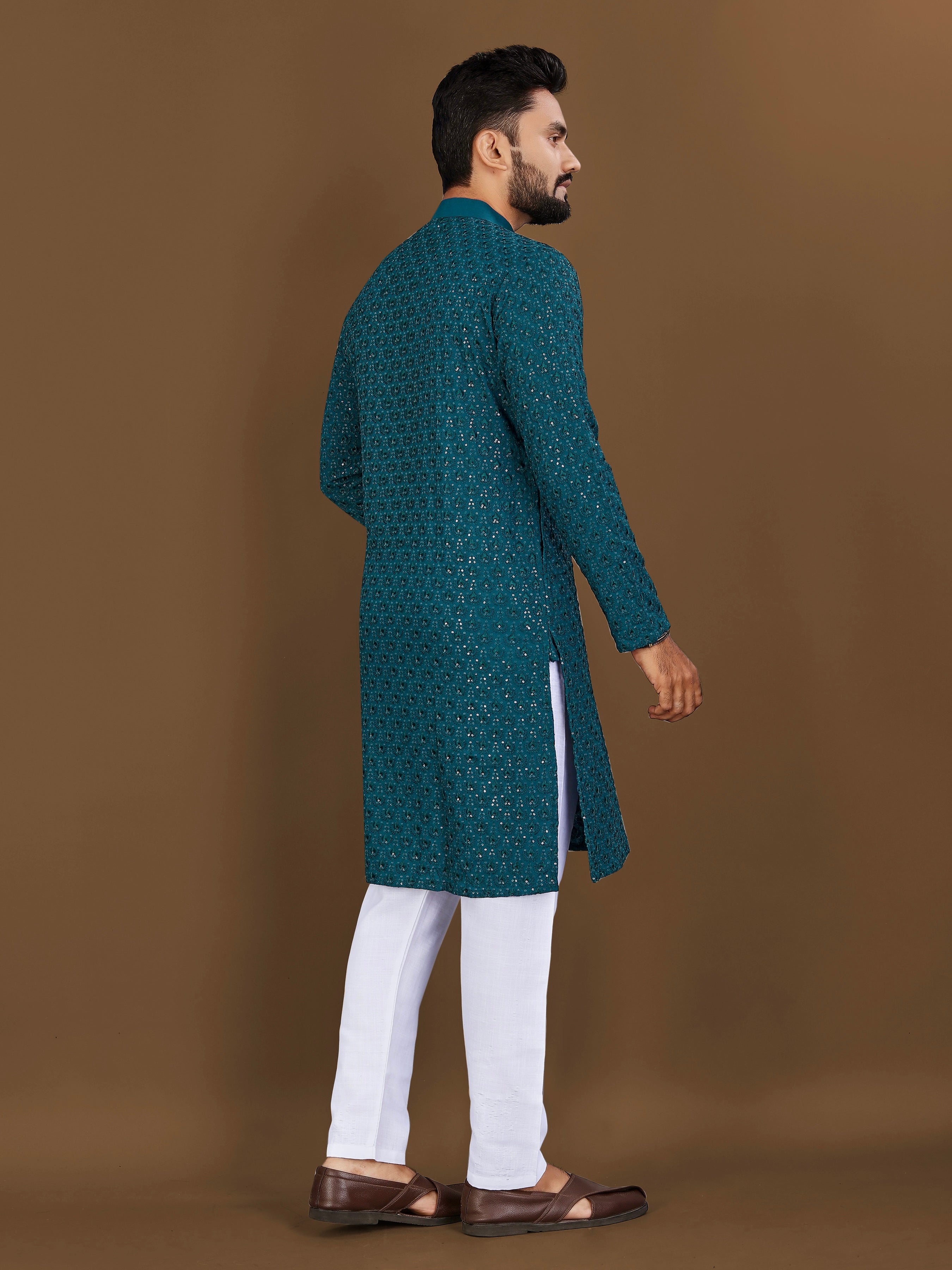 Men’s Lotus Rayon Kurta Bottle Green