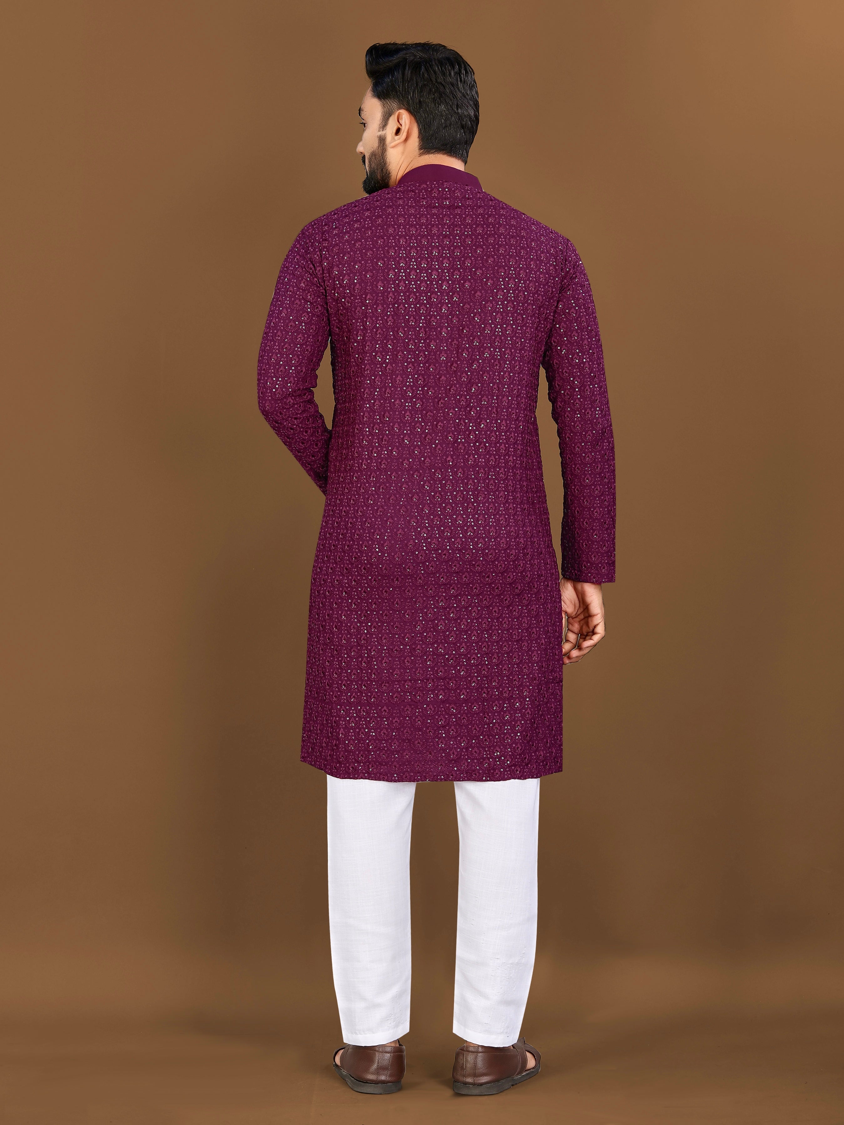 Men’s Lotus Rayon Kurta Wine