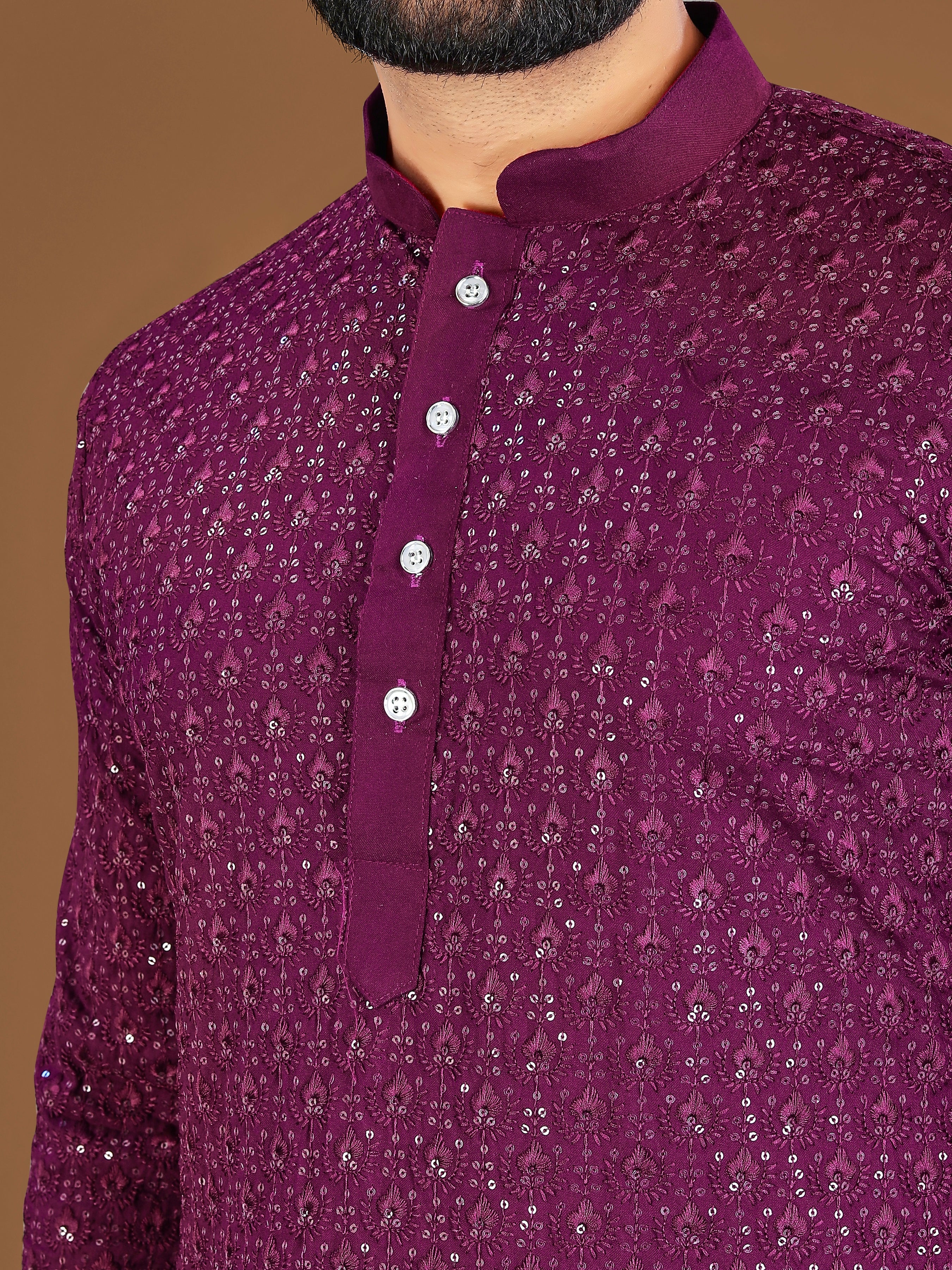 Men’s Lotus Rayon Kurta Wine