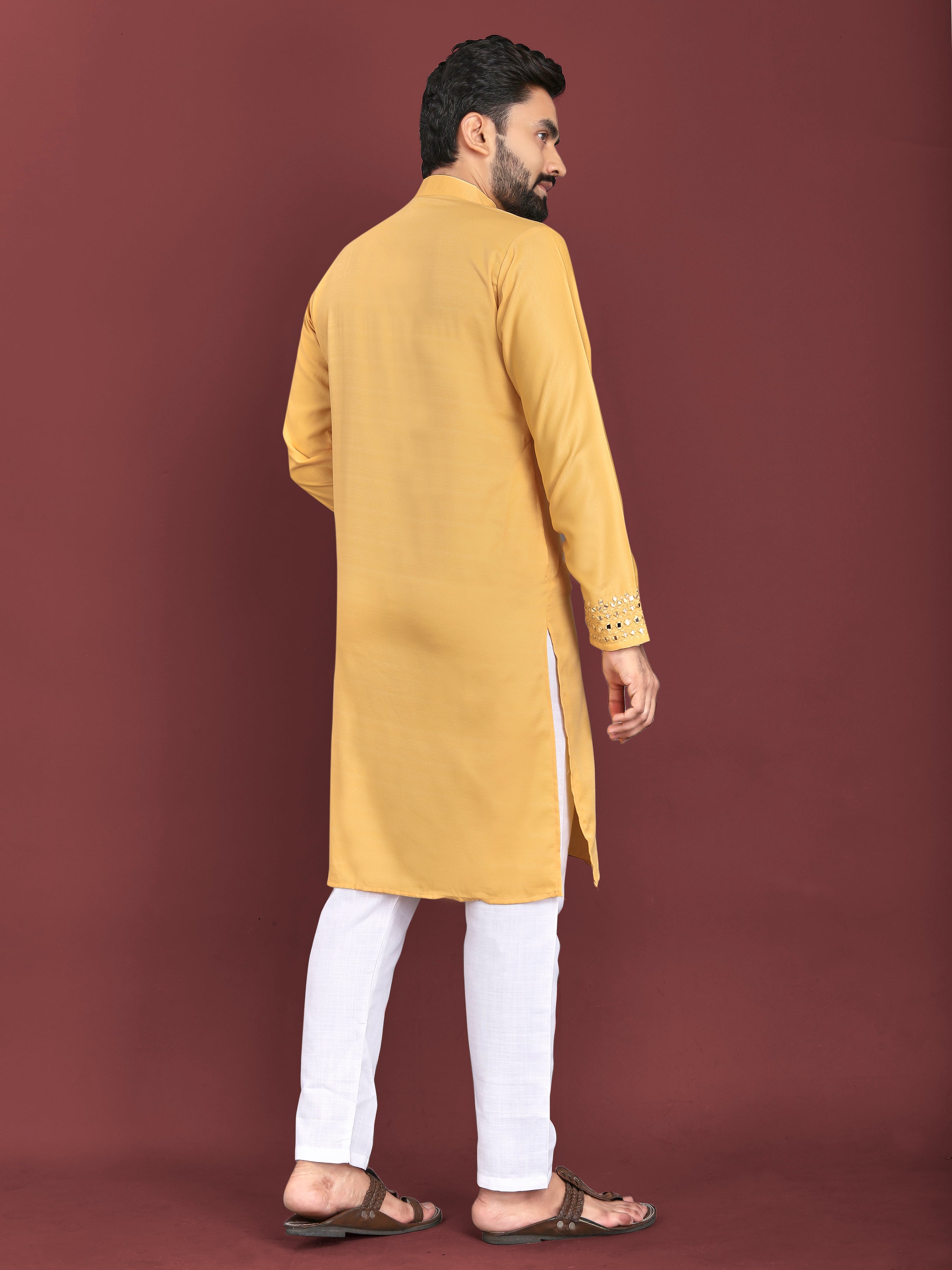 Kohinoor Kurta with Real Mirror Handwork Yellow