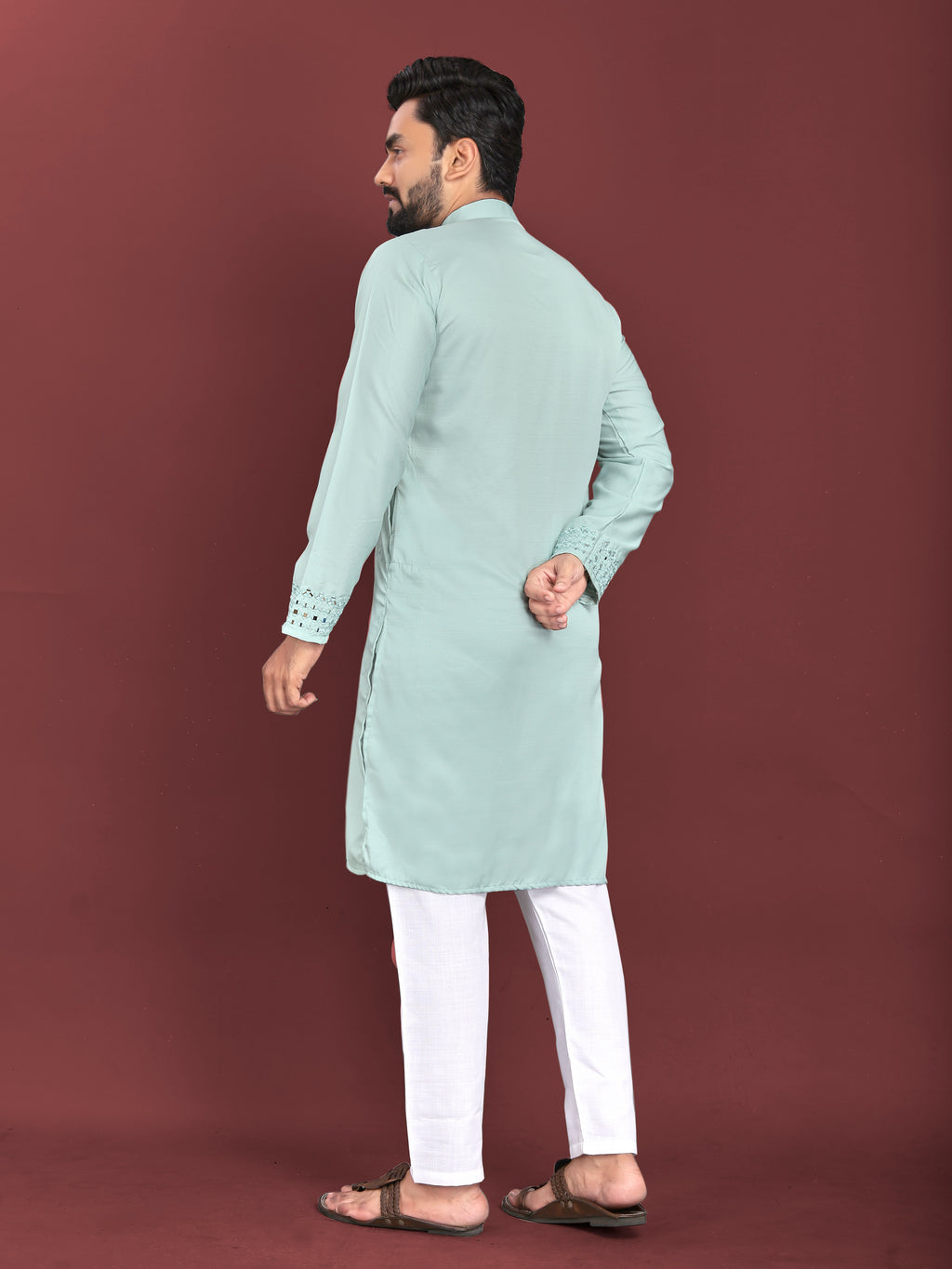 Kohinoor Kurta with Real Mirror Handwork Aqua Mist