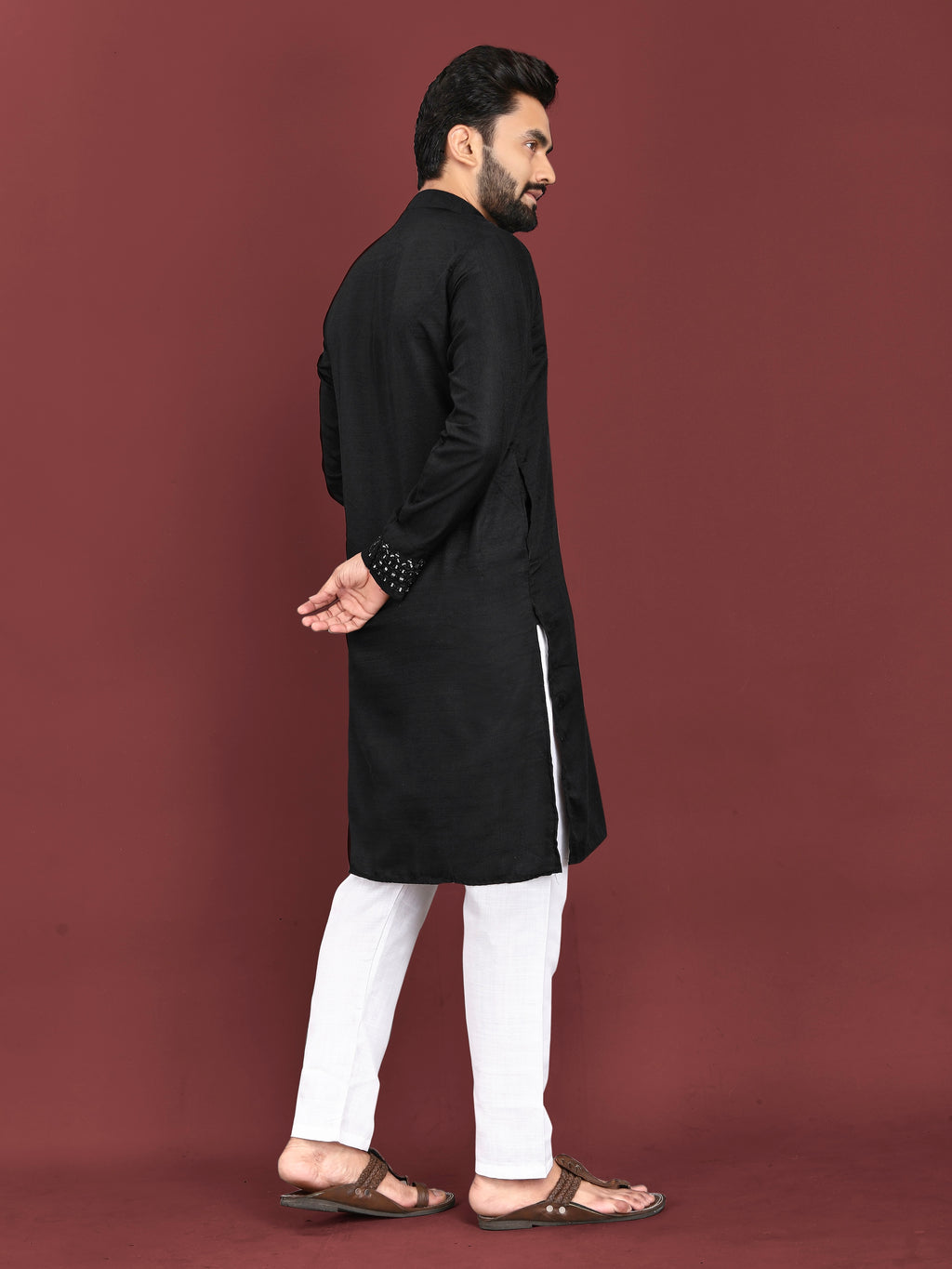 Kohinoor Kurta with Real Mirror Handwork Black