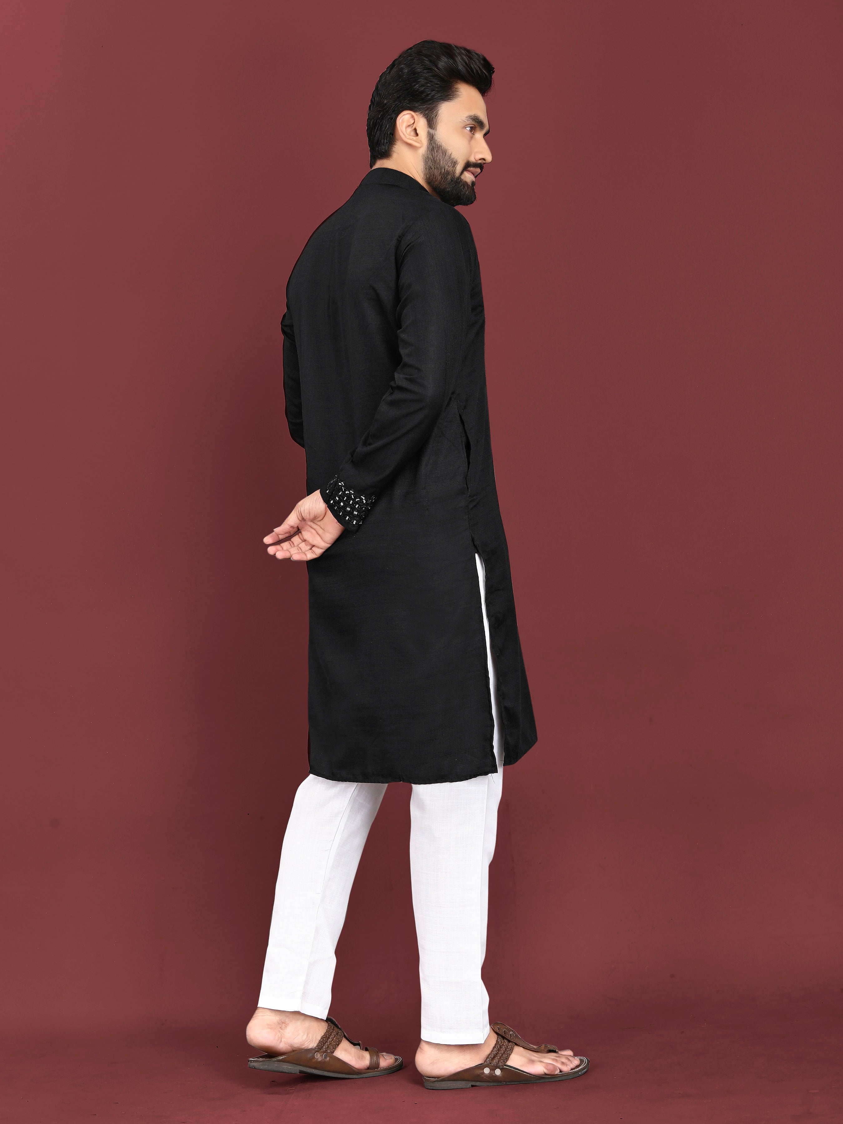 Kohinoor Kurta with Real Mirror Handwork Black