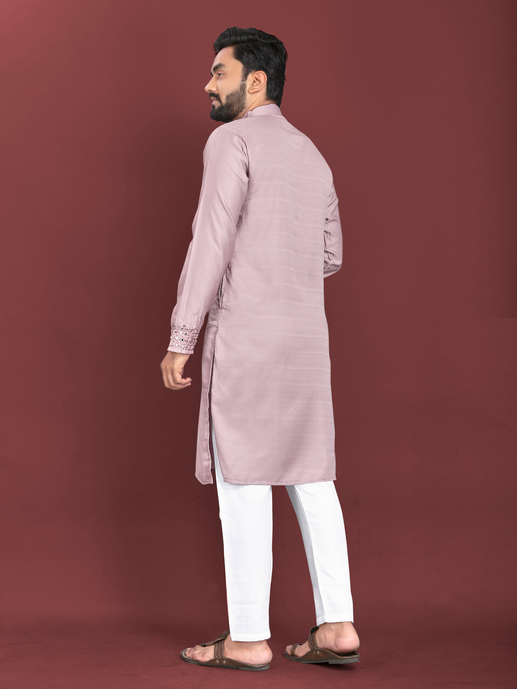 Kohinoor Kurta with Real Mirror Handwork Lavender