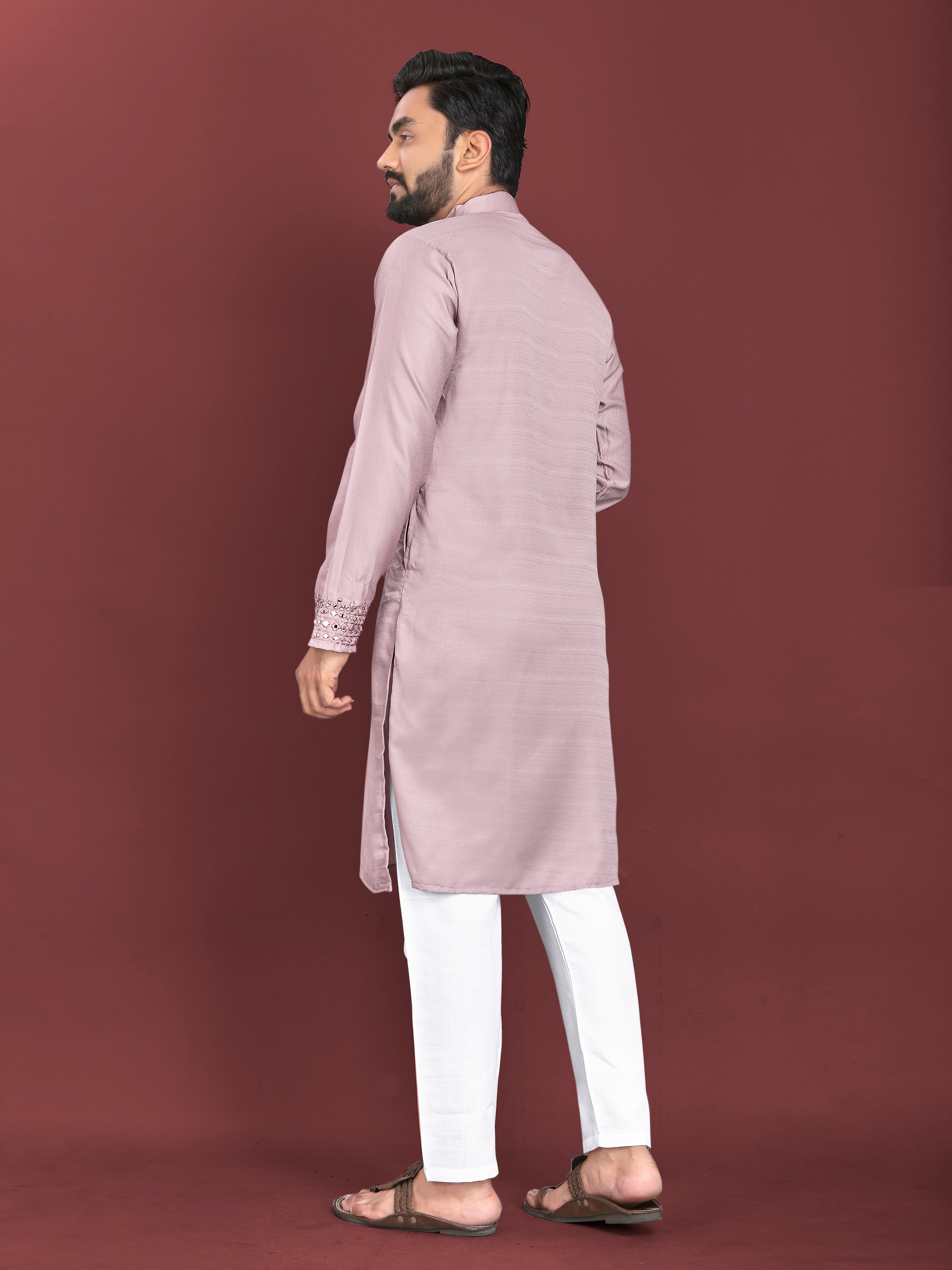 Kohinoor Kurta with Real Mirror Handwork Lavender