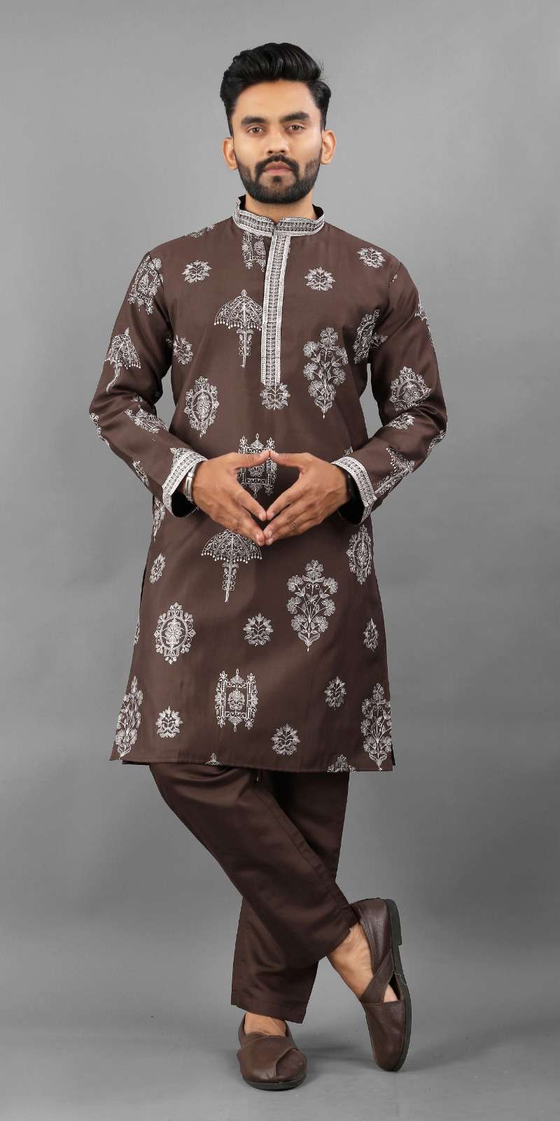 Men's Imperial Elegance Russian Silk Chocolate Kurta Set