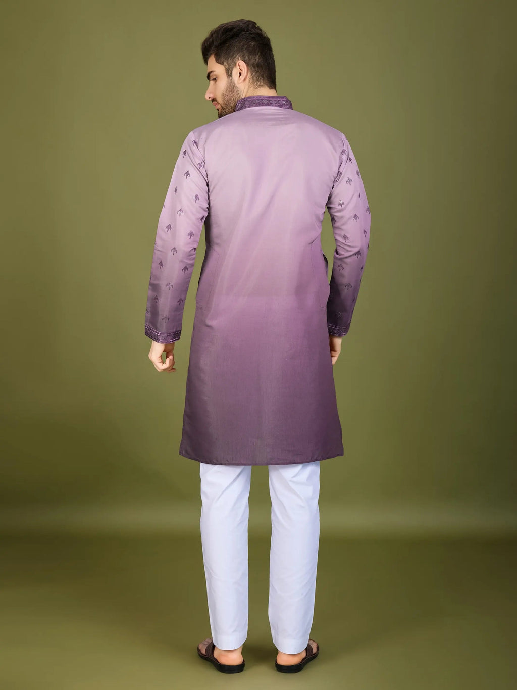 Men's Regal Elegance Silk Viscose Lavender Kurta