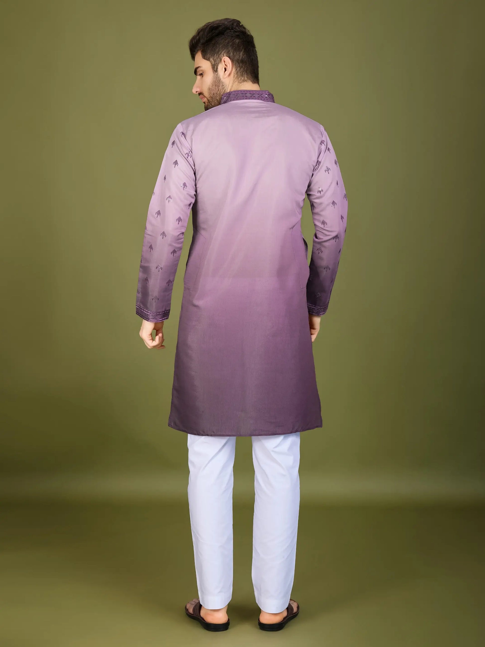 Men's Regal Elegance Silk Viscose Lavender Kurta