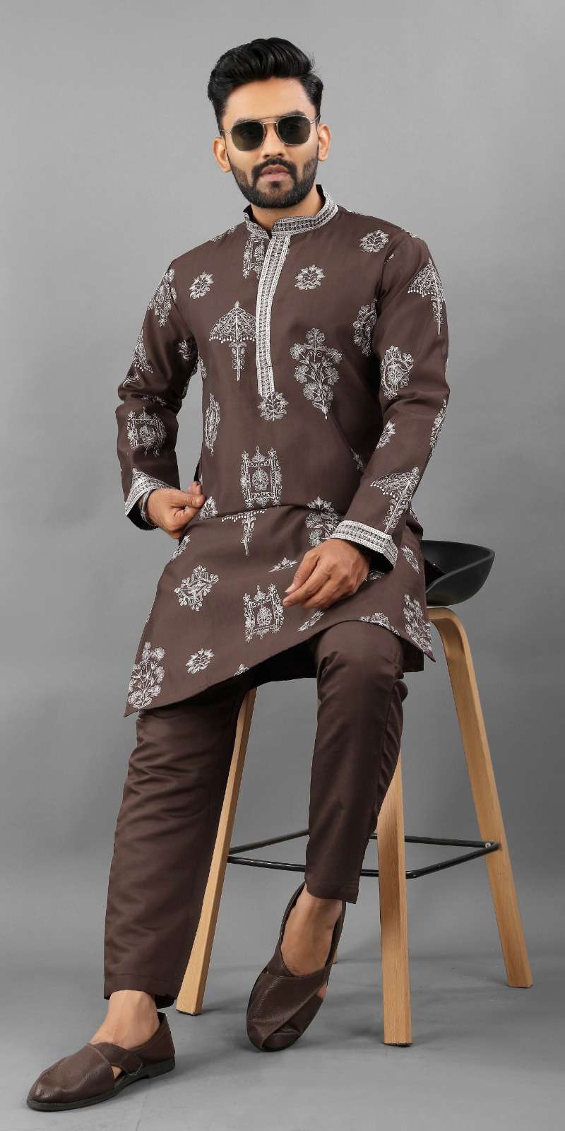 Men's Imperial Elegance Russian Silk Chocolate Kurta Set