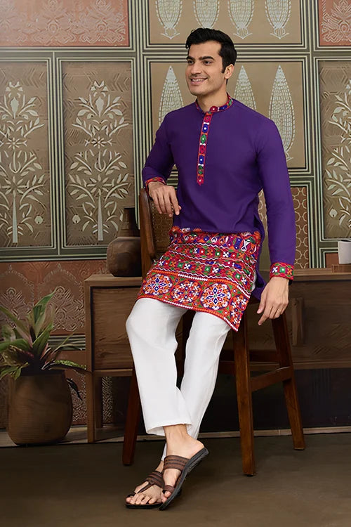 Men's Traditional Designer Purple Kurta