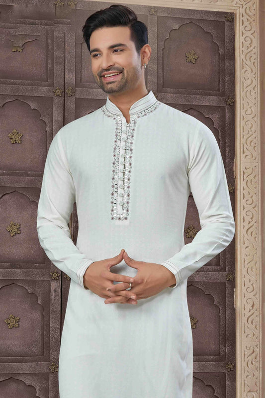 Men's Royal Essence Pure Cotton White Kurta