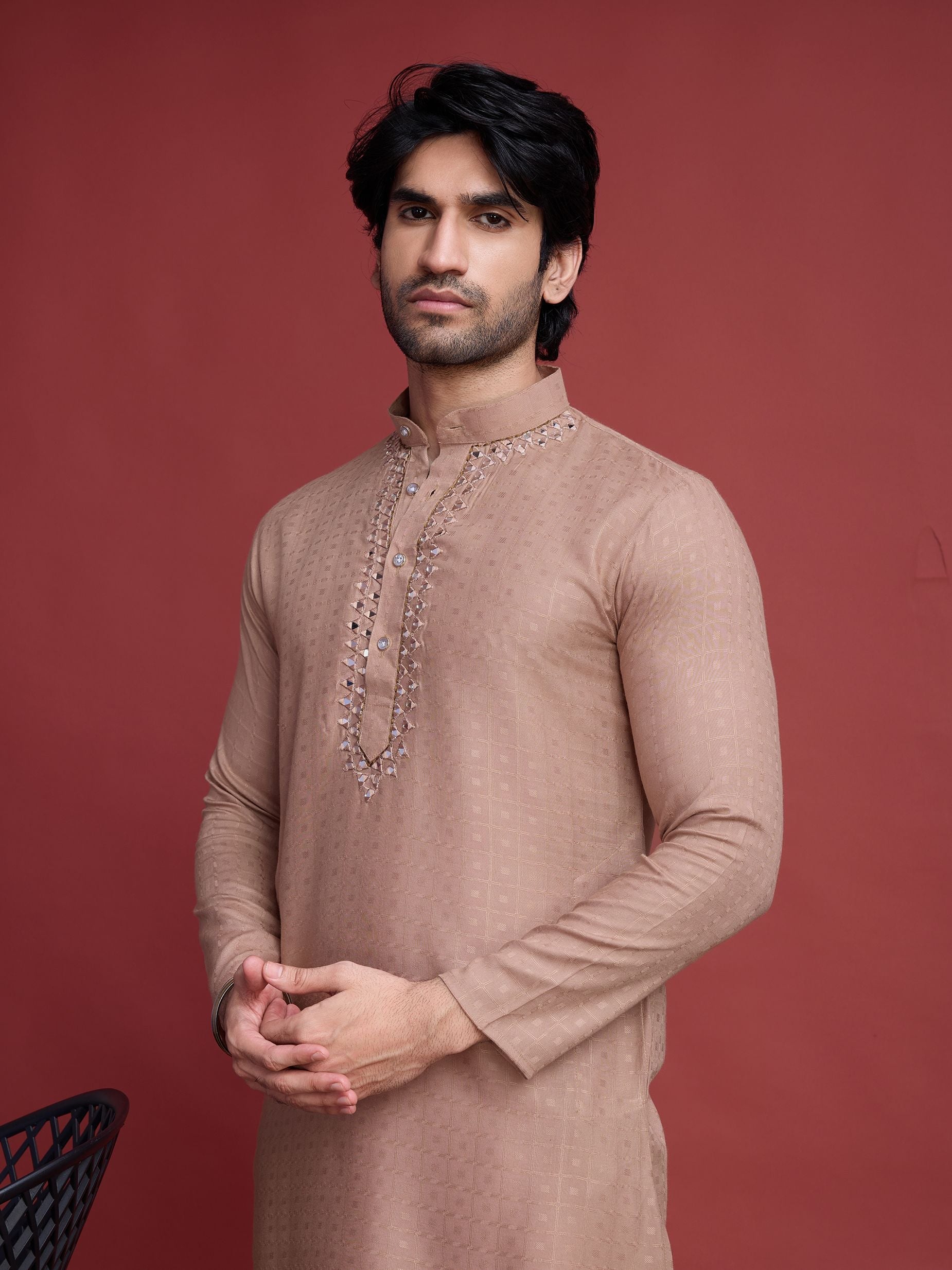 Men's Regal Weave Viscose Mirror  Kurta