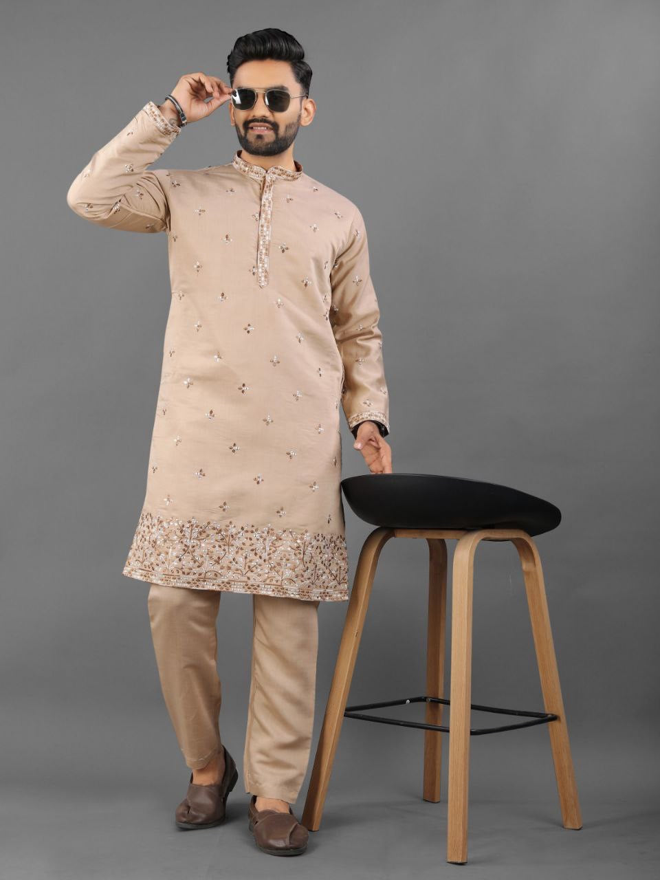 Men's Heritage Glory Russian Silk Cream Kurta Set