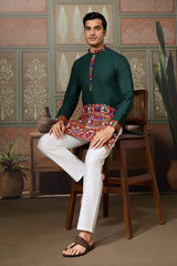 Men's Traditional Designer Green Kurta