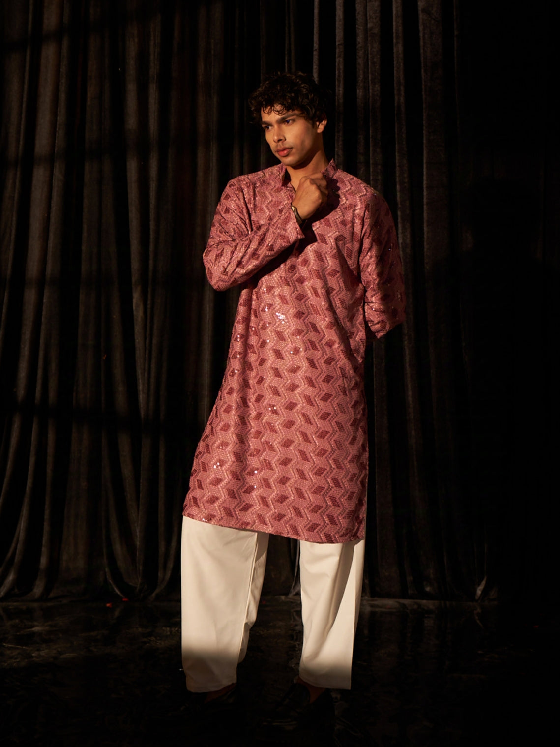 Men's Geometric Pattern Gajri Kurta