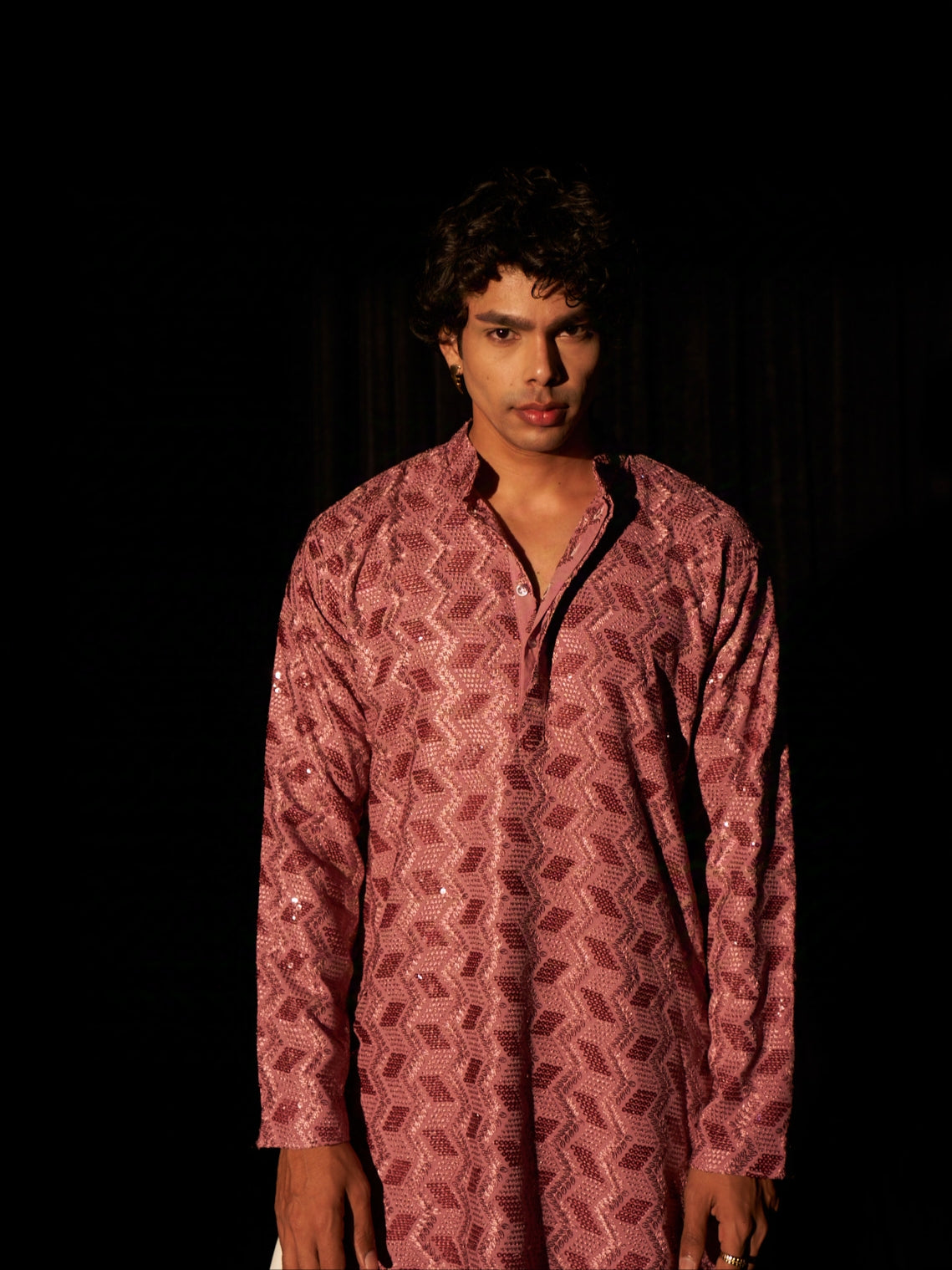 Men's Geometric Pattern Gajri Kurta