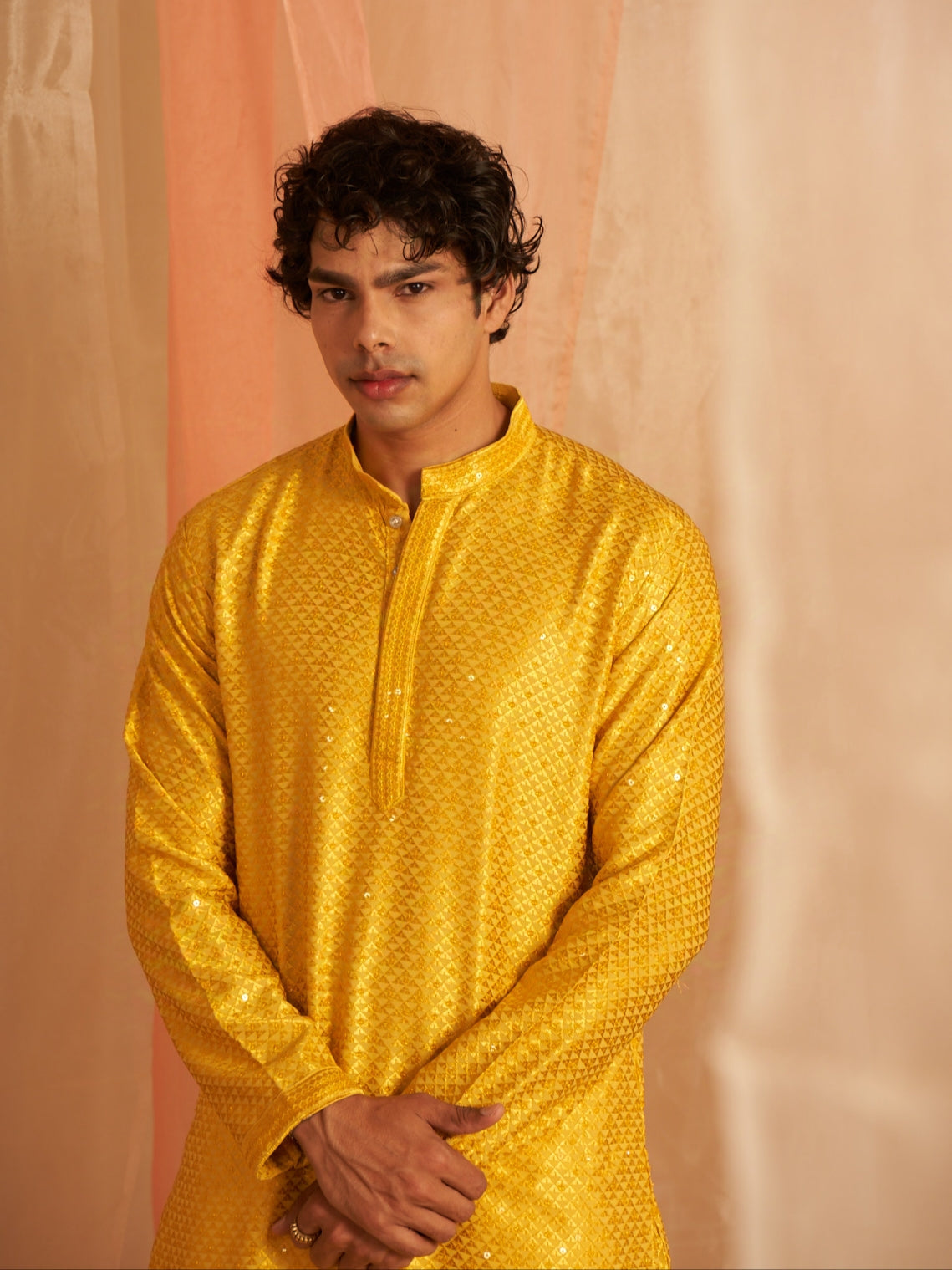 Men’s Chikankari Yellow Kurta