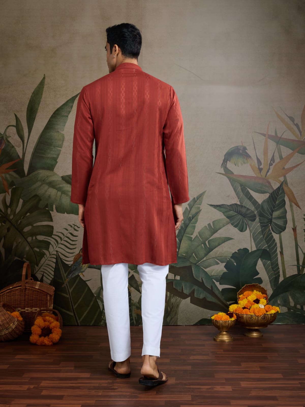 Men's Royal Reflection Mirror Work Marun Kurta Set
