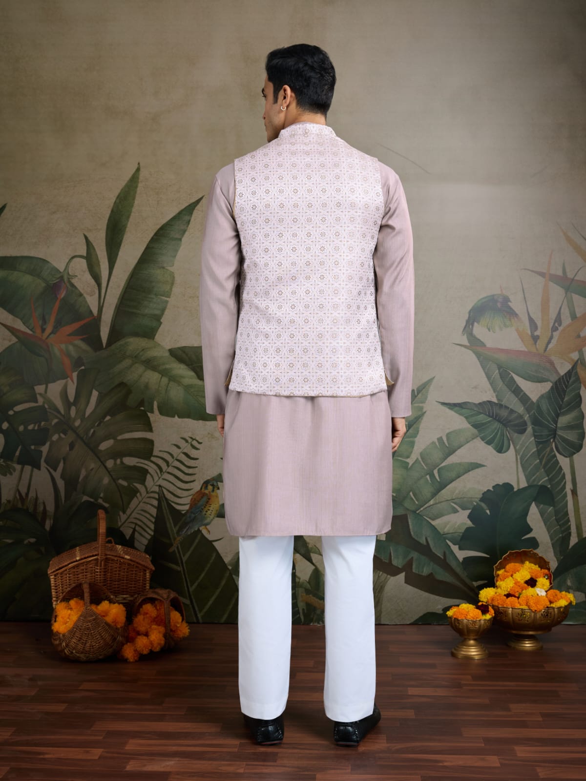 Royal Charm Viscose Silk Mauve Lavender Kurta Koti Set