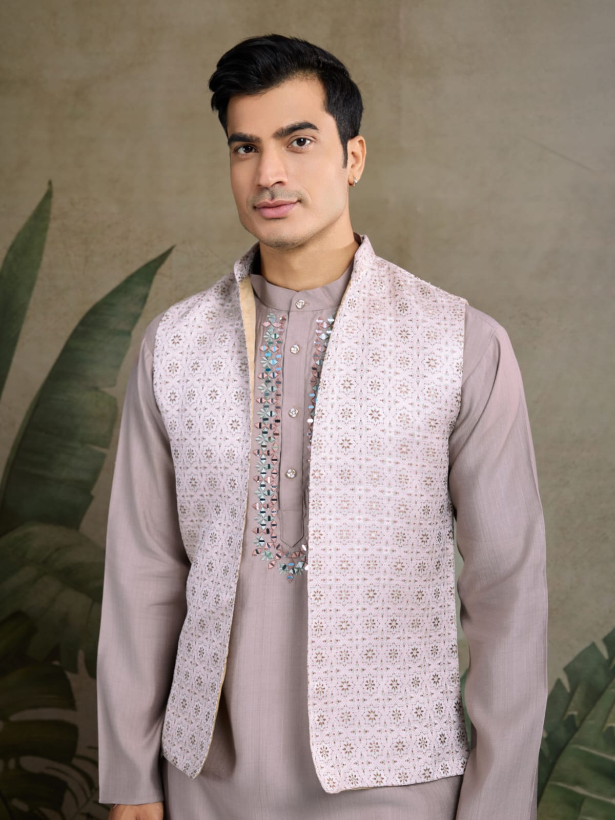 Royal Charm Viscose Silk Mauve Lavender Kurta Koti Set