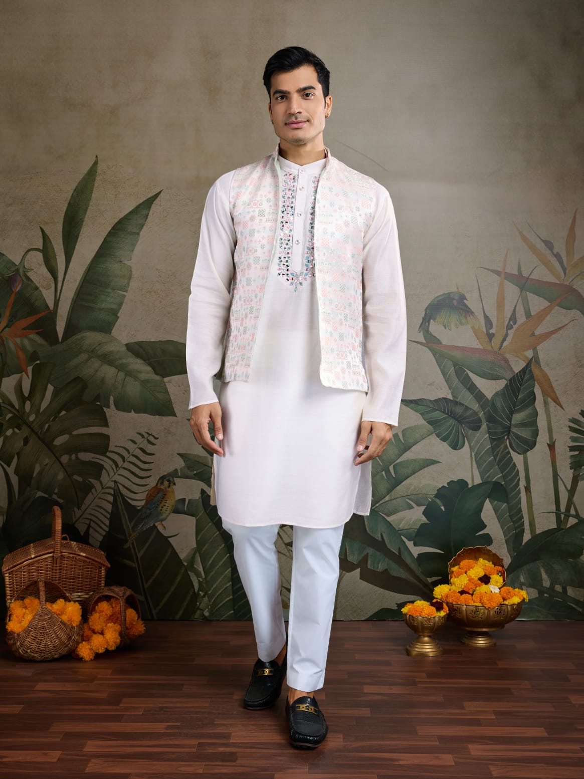 Royal Charm Viscose Silk Pastel Mint Kurta Koti Set