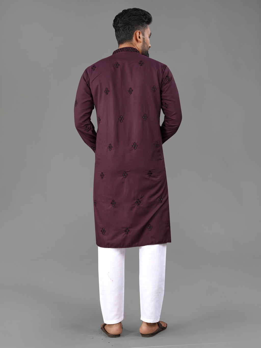 Men’s Val Moti Work Cotton Kurta Bringle