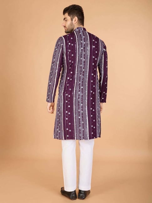 Men's Majestic Charm Silk Cotton Wine Kurta