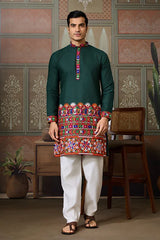 Men's Traditional Designer Green Kurta