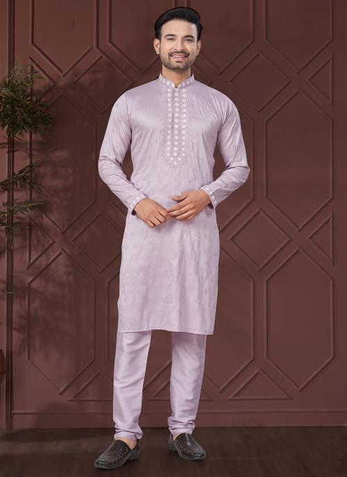 Men’s Lavender Silk Kurta Set