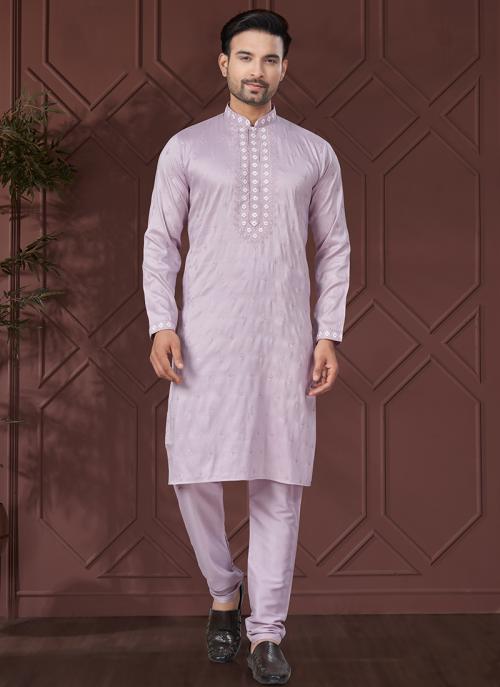 Men’s Lavender Silk Kurta Set