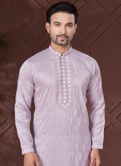 Men’s Lavender Silk Kurta Set