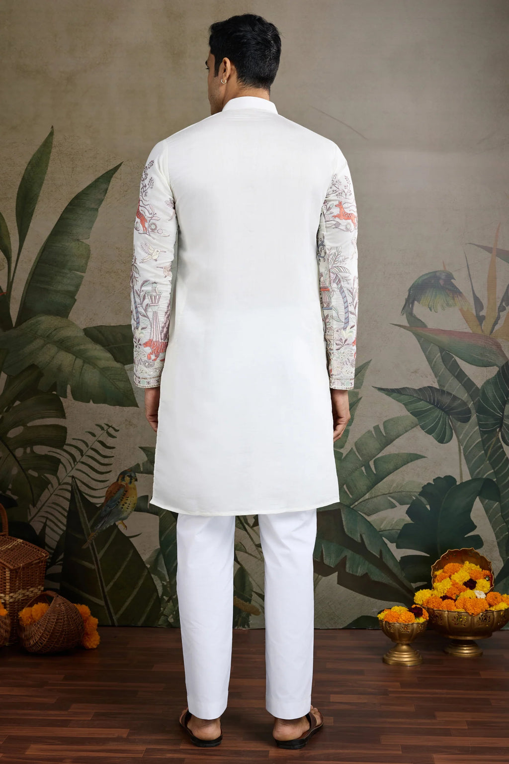 Men's Majestic Glory Silk Viscose Off-White Kurta