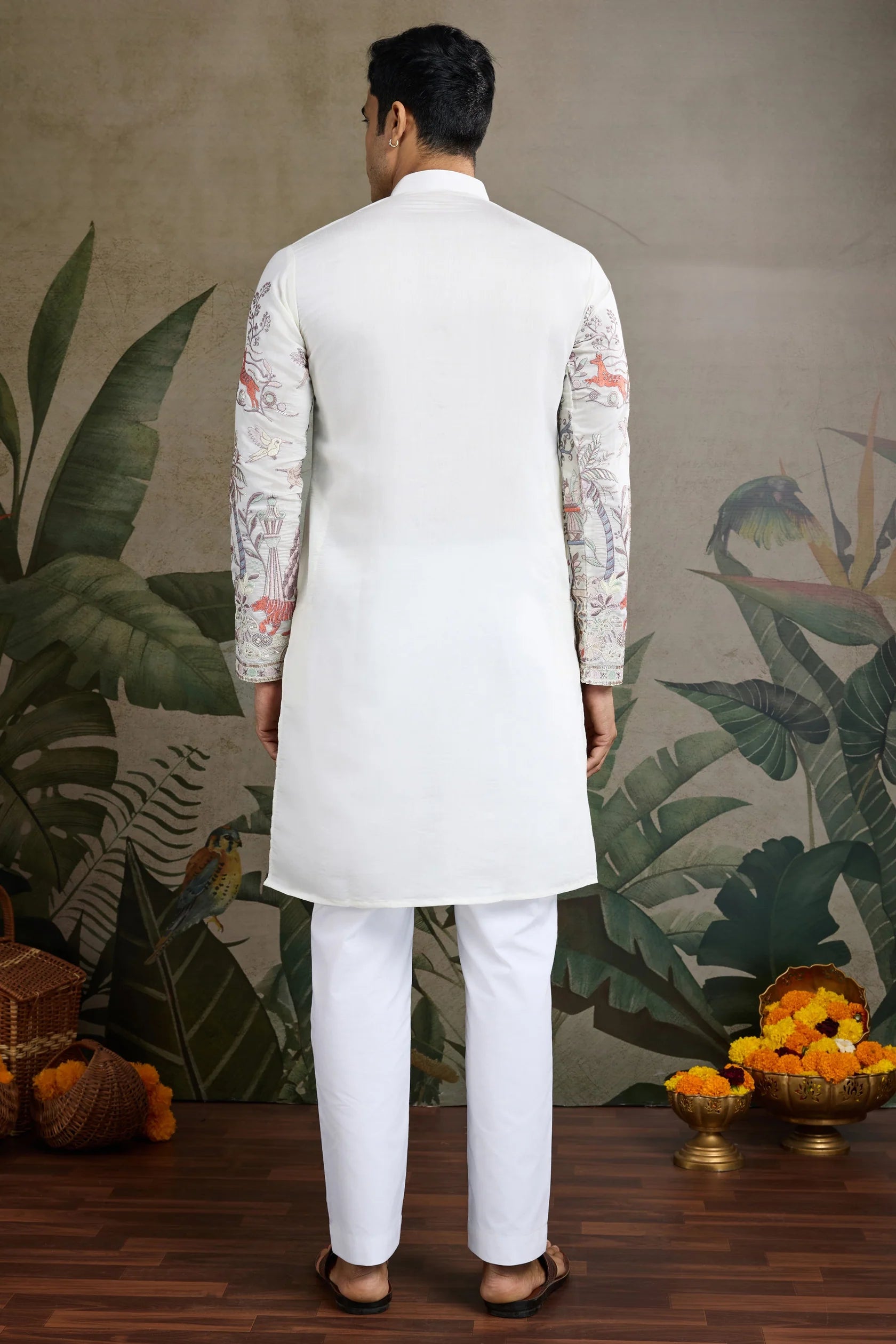 Men's Majestic Glory Silk Viscose Off-White Kurta