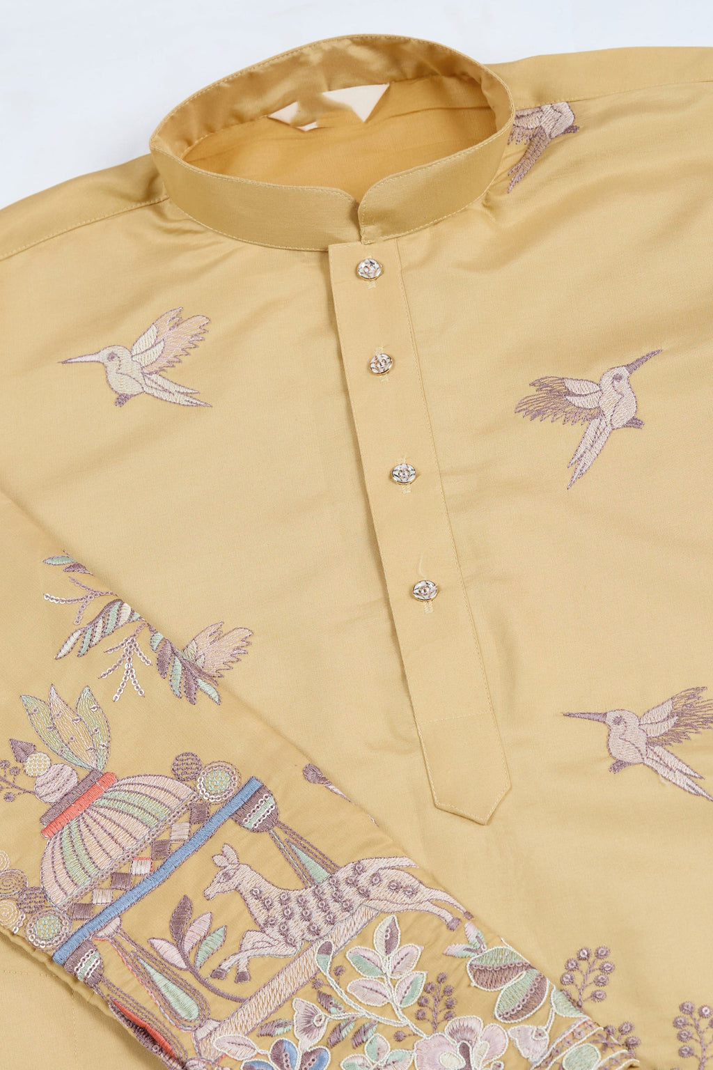 Men's Majestic Glory Silk Viscose Yellow Kurta
