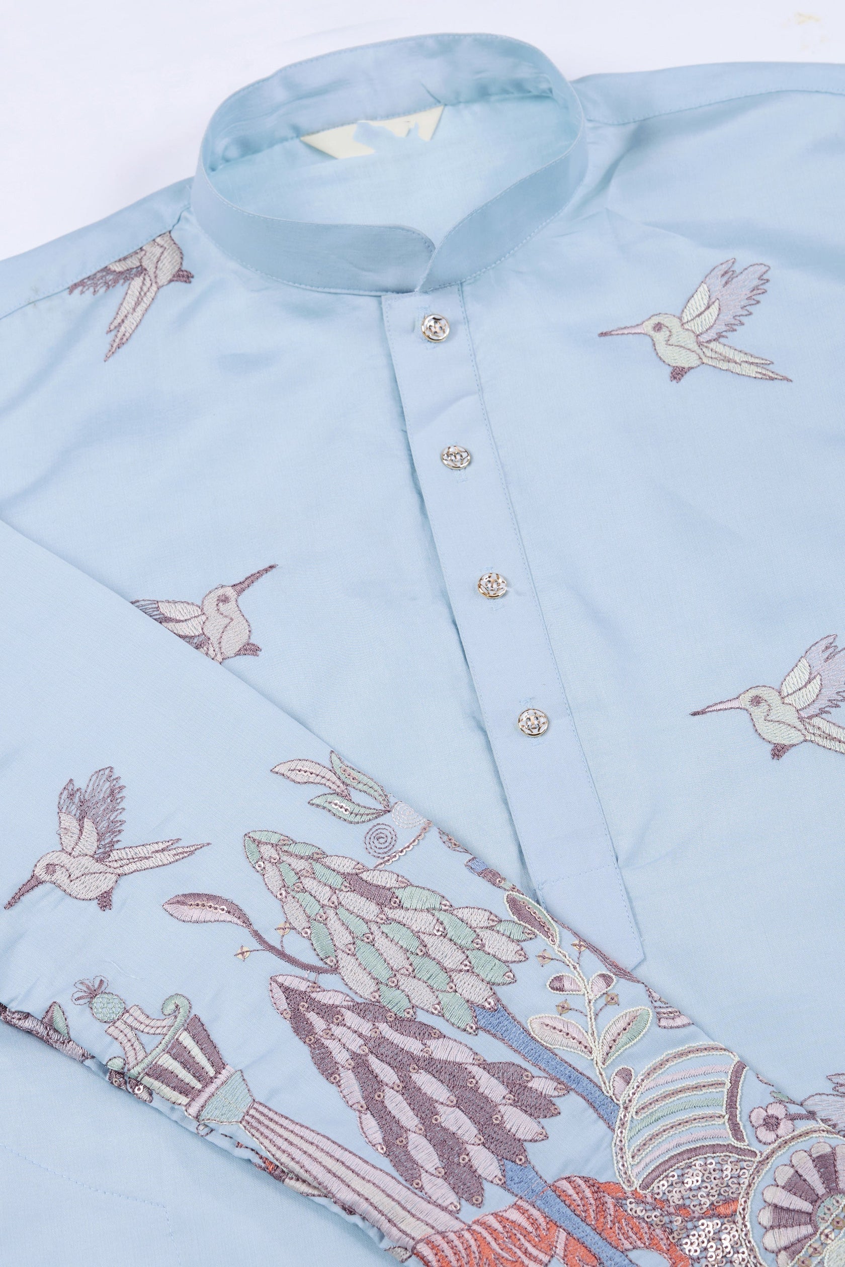 Men's Majestic Glory Silk Viscose Sky Blue Kurta