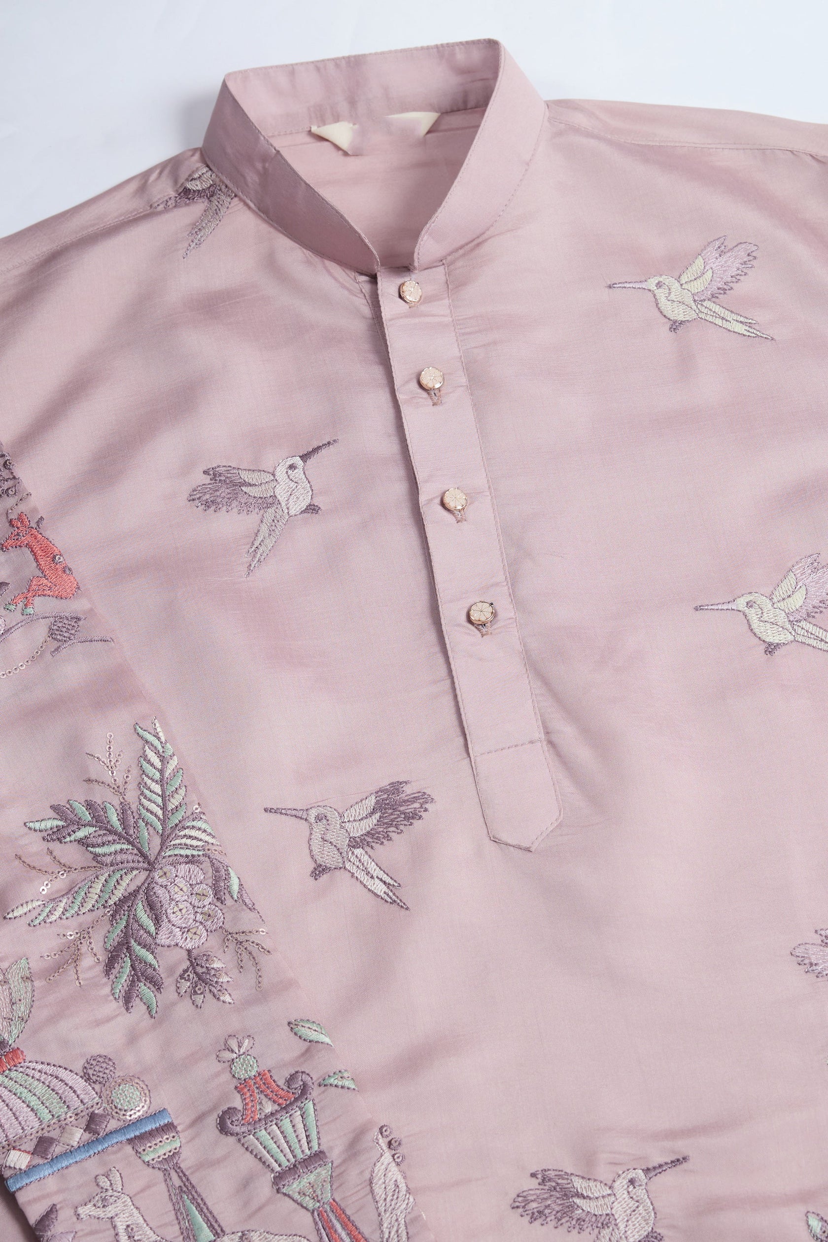Men's Majestic Glory Silk Viscose Pink Kurta