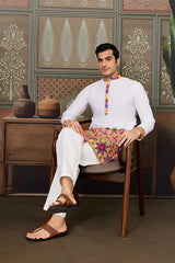 Men's Traditional Designer White Kurta