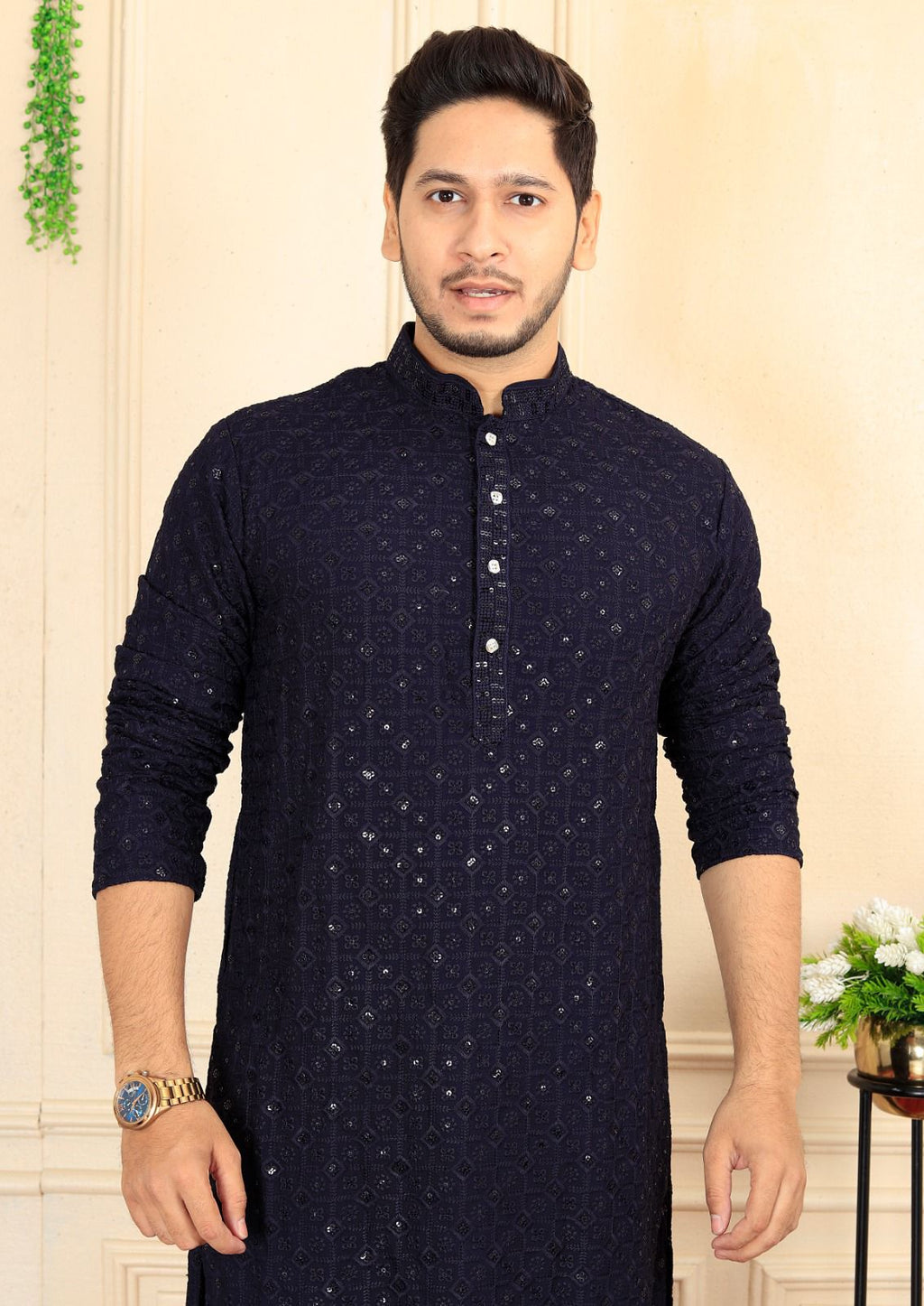 Men's Francisco Style Premium Rayon Black Kurta